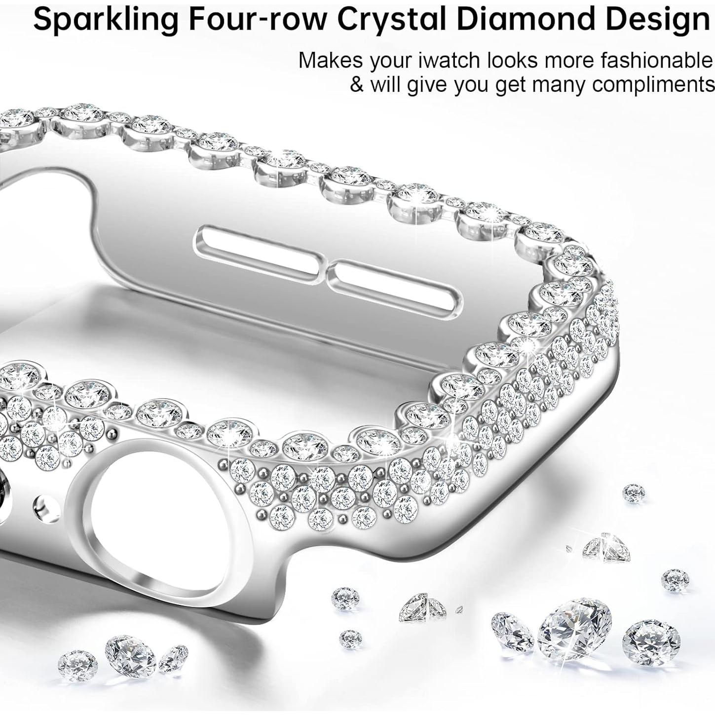 Funda Brillante HEARTBOOM para Apple Watch 44mm Plata