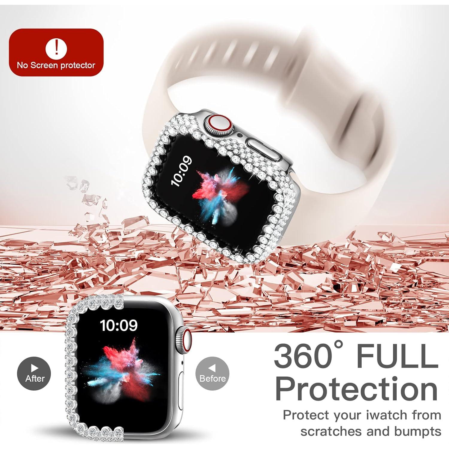 Funda Brillante HEARTBOOM para Apple Watch 44mm Plata