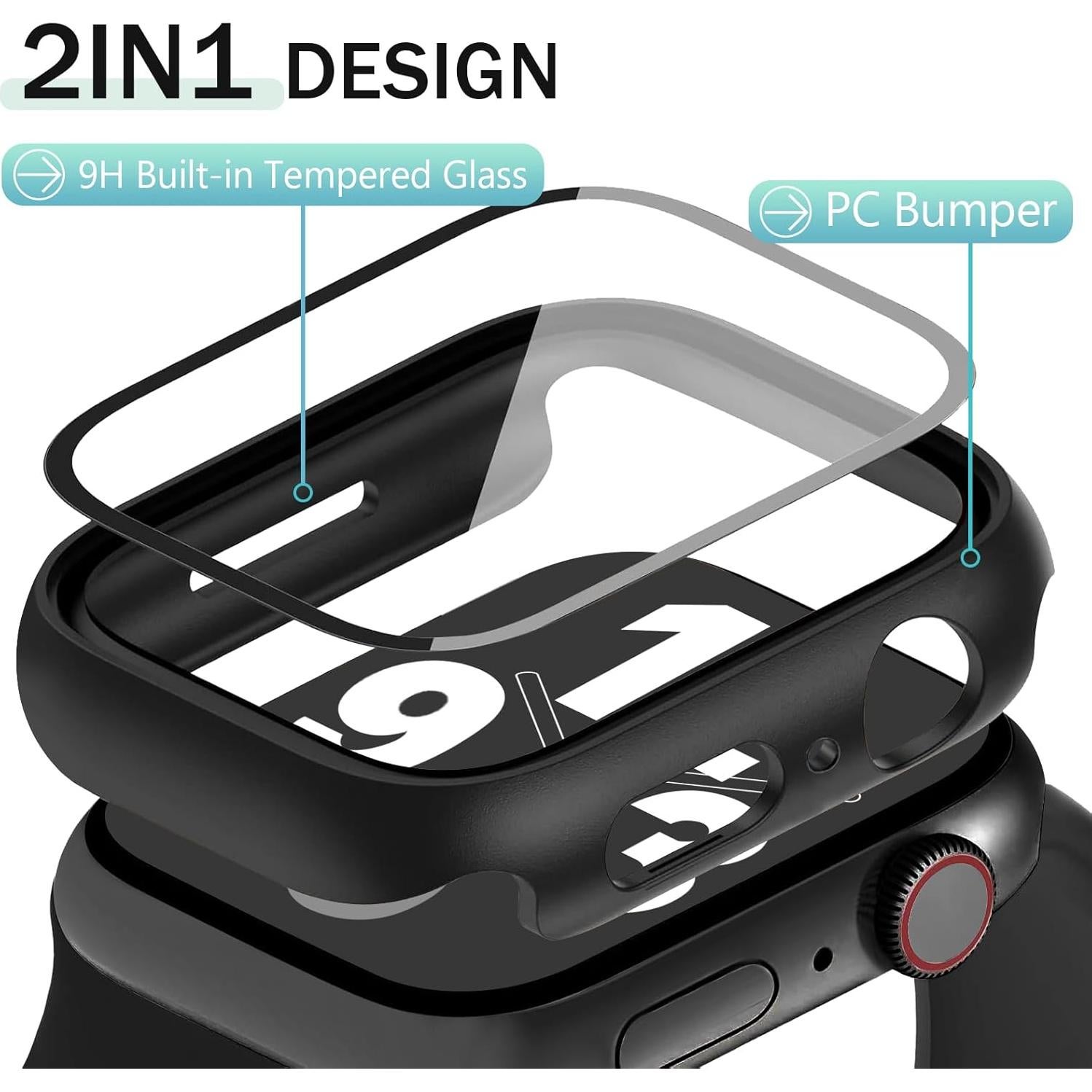 Funda Dura JR.DM 40mm para Apple Watch Series 6/5/4/SE, Negro