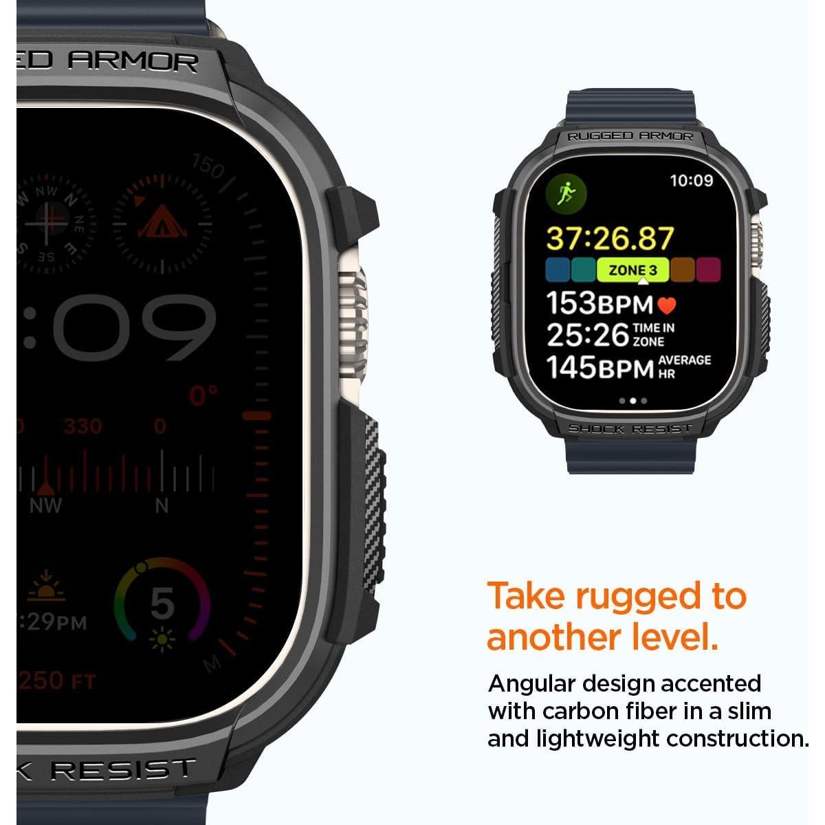 Funda Rugged Armor Spigen para Apple Watch Ultra 49mm - Negro