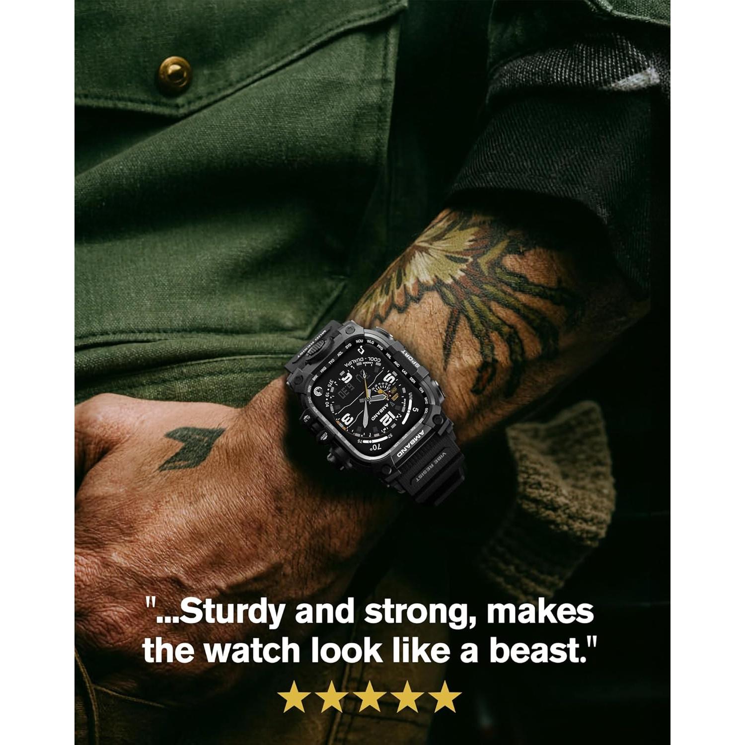 Funda con Correa amBand para Apple Watch 45mm - Negro Mate