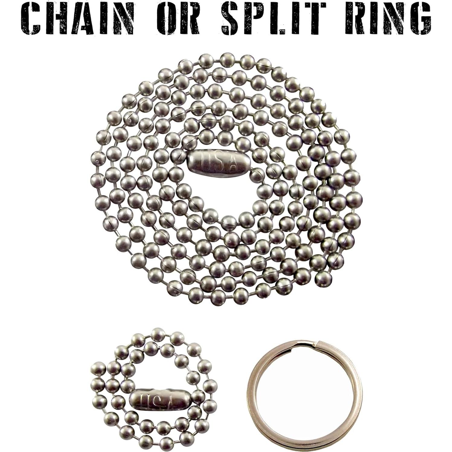 Placa de Identificación Militar Personalizada Acero Inoxidable T304 5.08x2.86cm