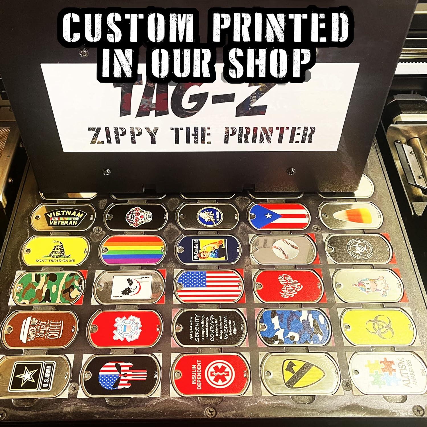 Placa de Identificación Militar Personalizada Acero Inoxidable T304 5.08x2.86cm