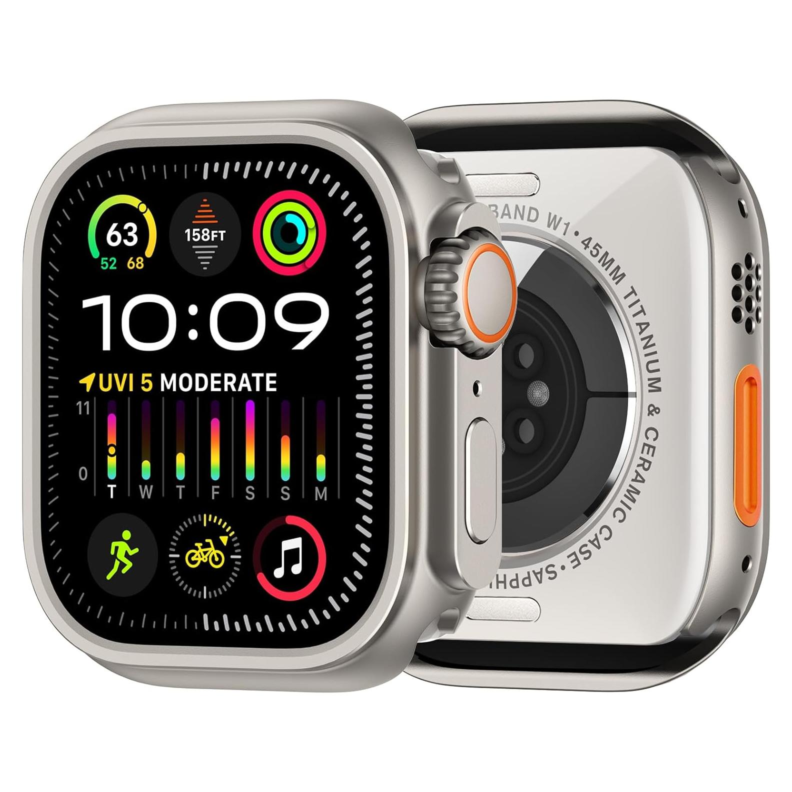 Funda de Metal amBand W1 para Apple Watch 45mm Titanio Natural