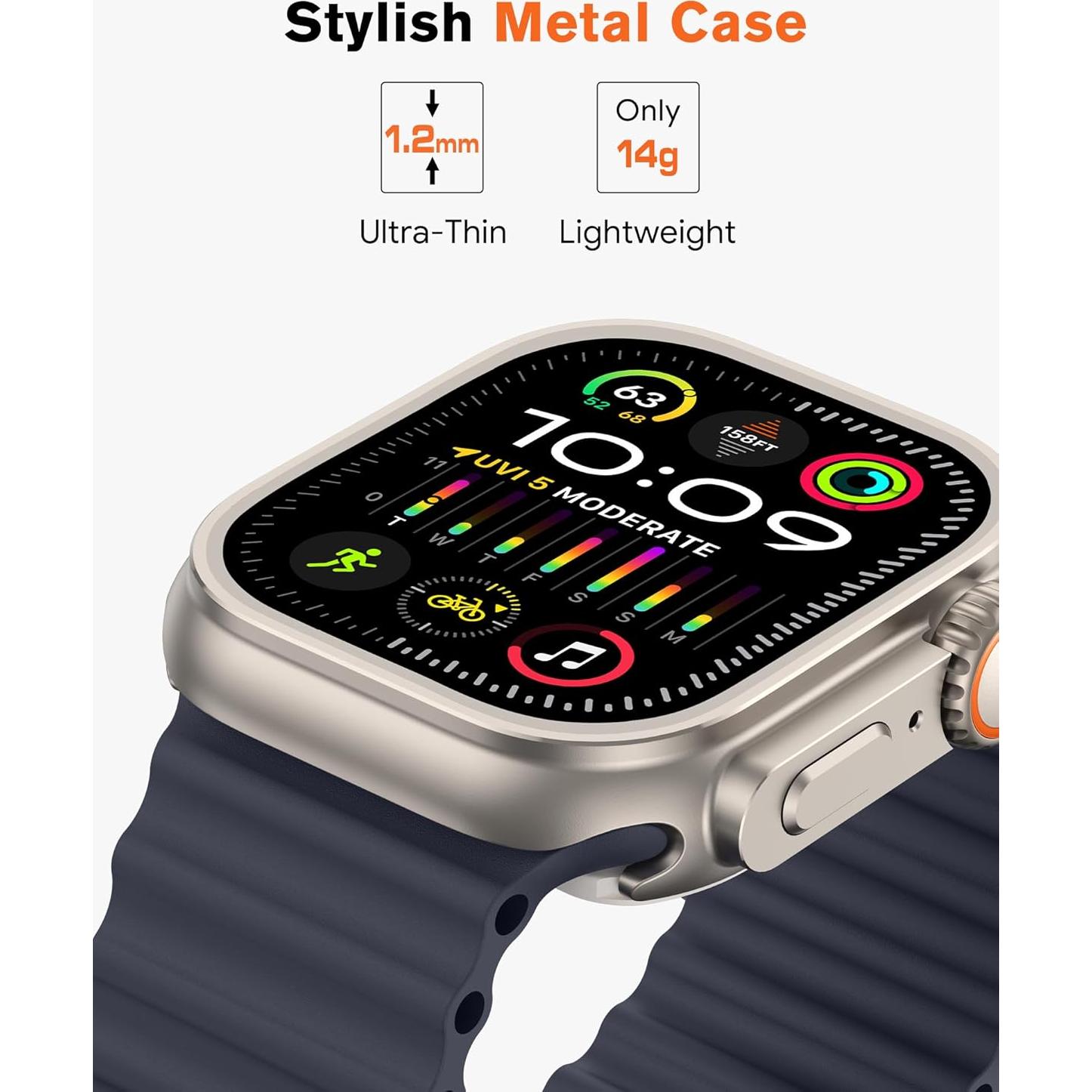 Funda de Metal amBand W1 para Apple Watch 45mm Titanio Natural