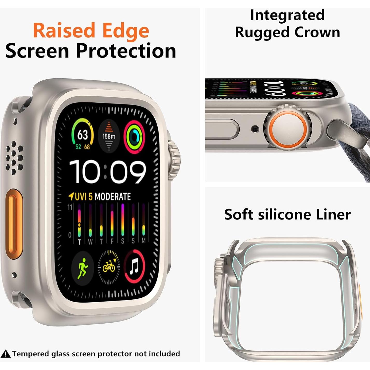 Funda de Metal amBand W1 para Apple Watch 45mm Titanio Natural