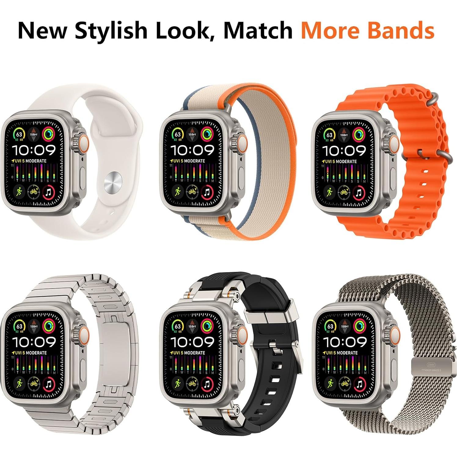 Funda de Metal amBand W1 para Apple Watch 45mm Titanio Natural