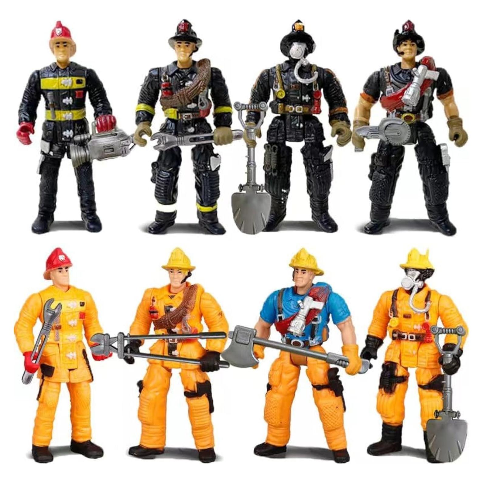 Figuras de Acción Bomberos 8 Piezas KEYUM 10.16 cm