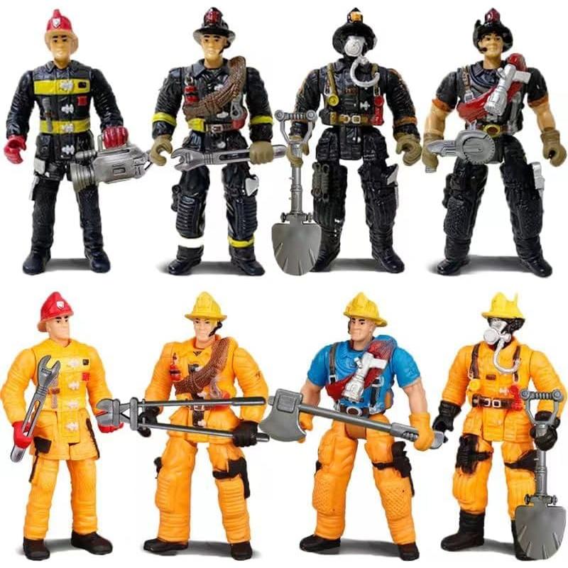 Figuras de Acción Bomberos 8 Piezas KEYUM 10.16 cm