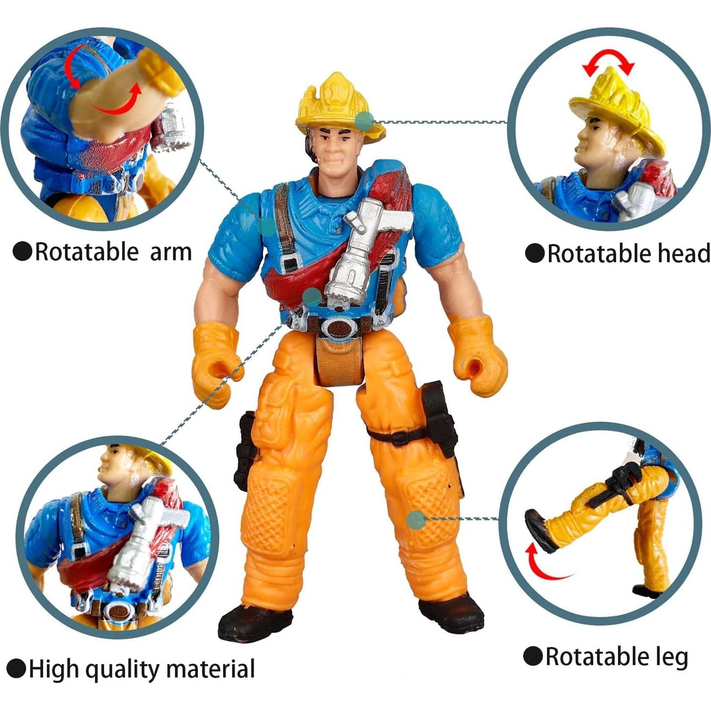 Figuras de Acción Bomberos 8 Piezas KEYUM 10.16 cm