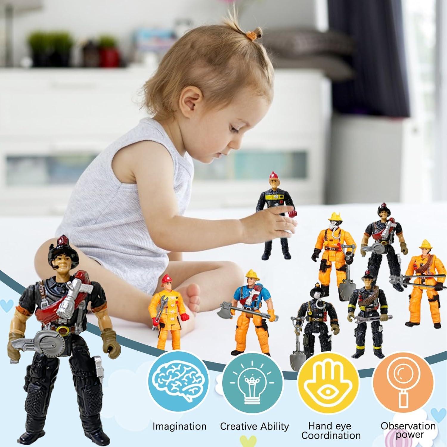 Figuras de Acción Bomberos 8 Piezas KEYUM 10.16 cm