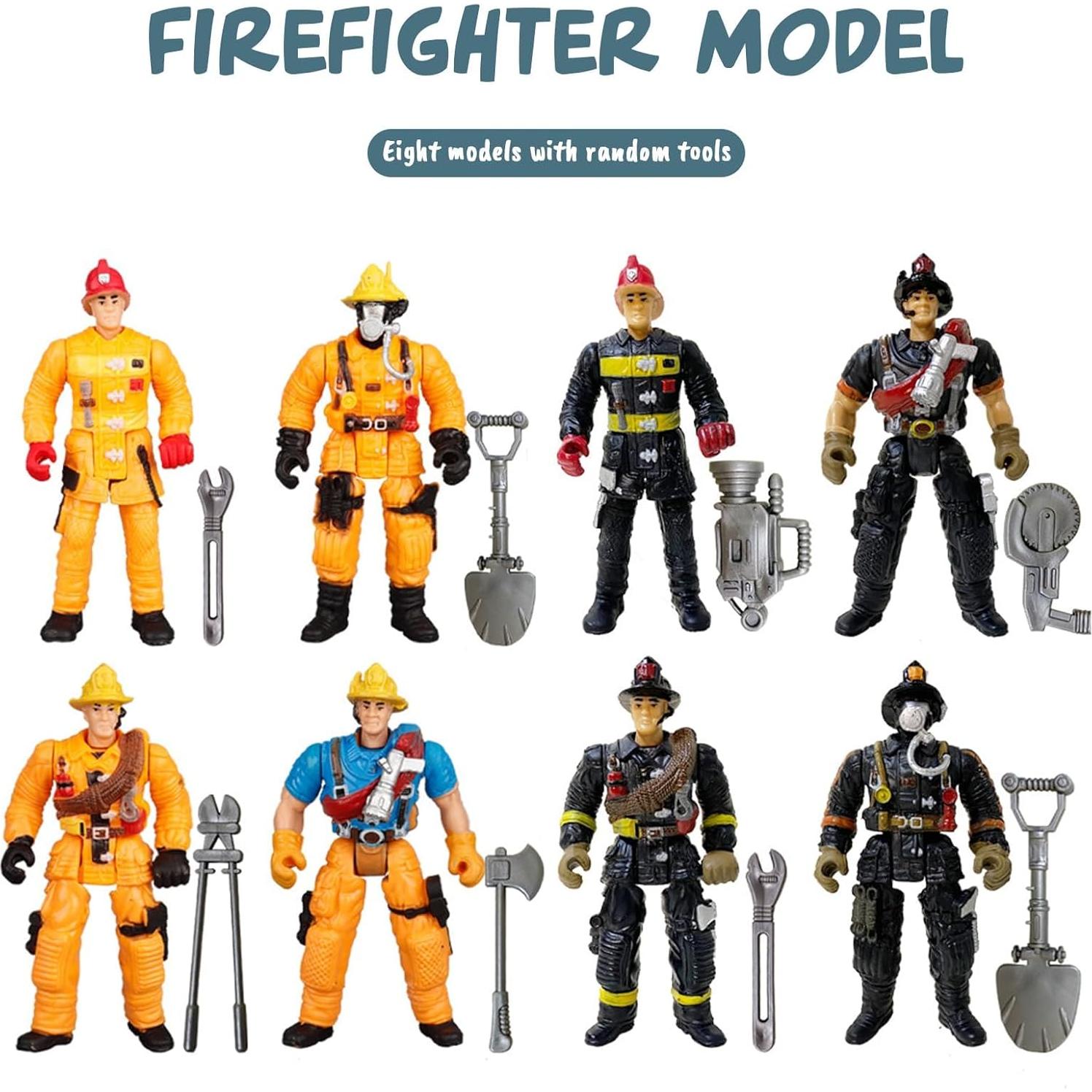 Figuras de Acción Bomberos 8 Piezas KEYUM 10.16 cm