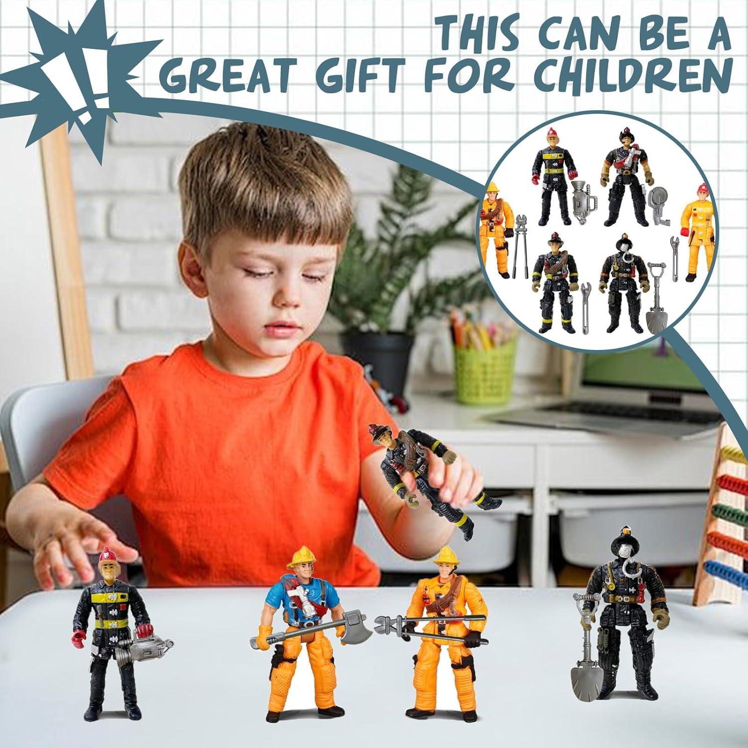 Figuras de Acción Bomberos 8 Piezas KEYUM 10.16 cm