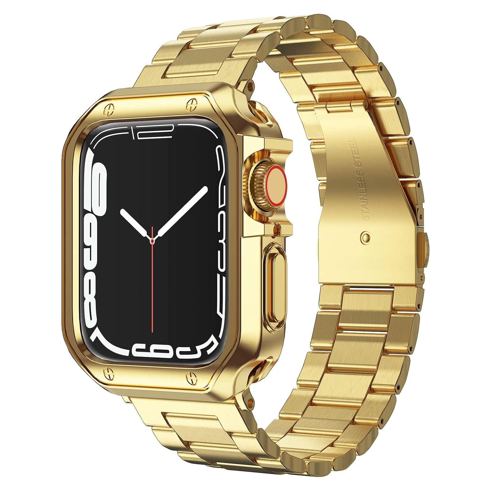 Banda de Metal Oro para Apple Watch 45/44/42mm con TPU