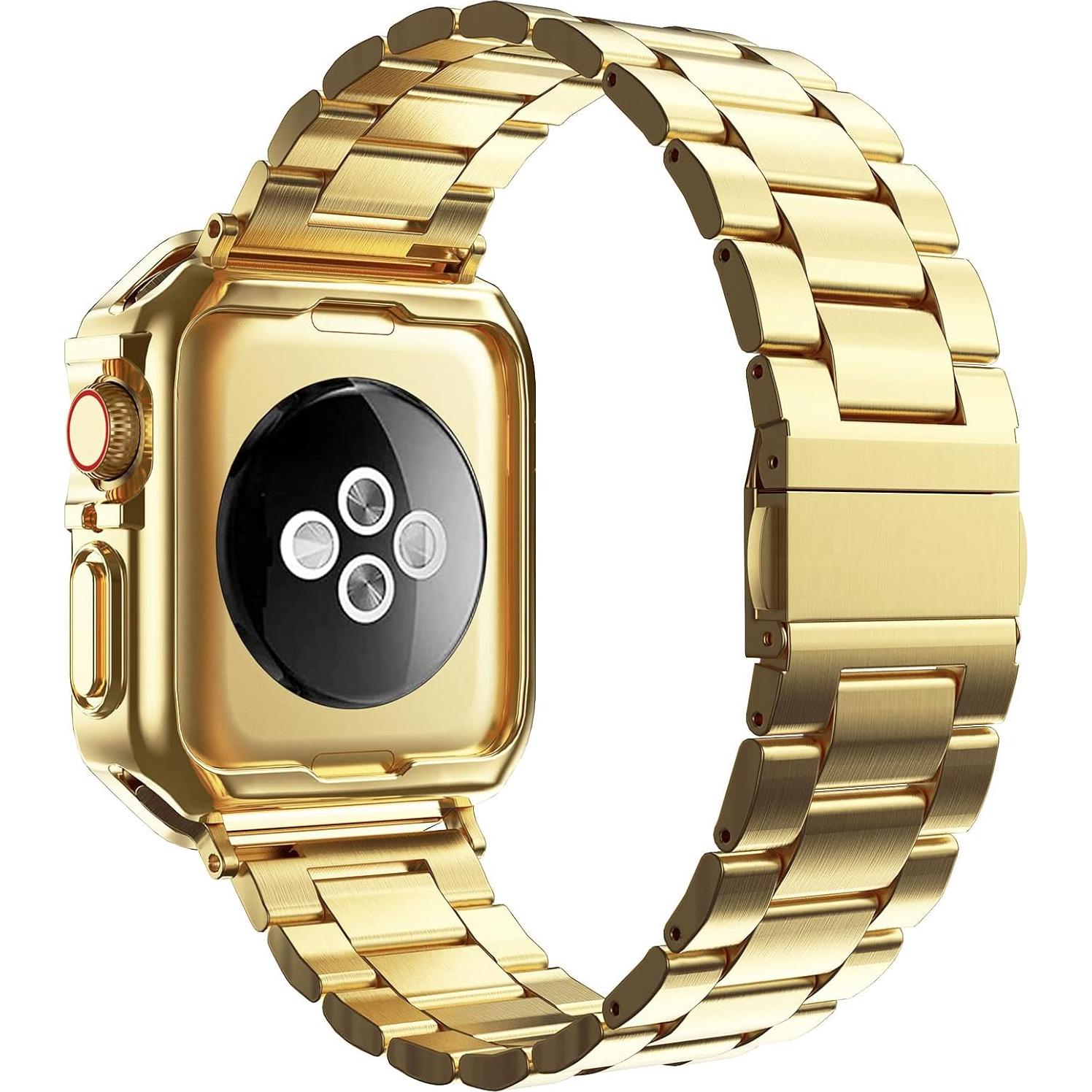 Banda de Metal Oro para Apple Watch 45/44/42mm con TPU