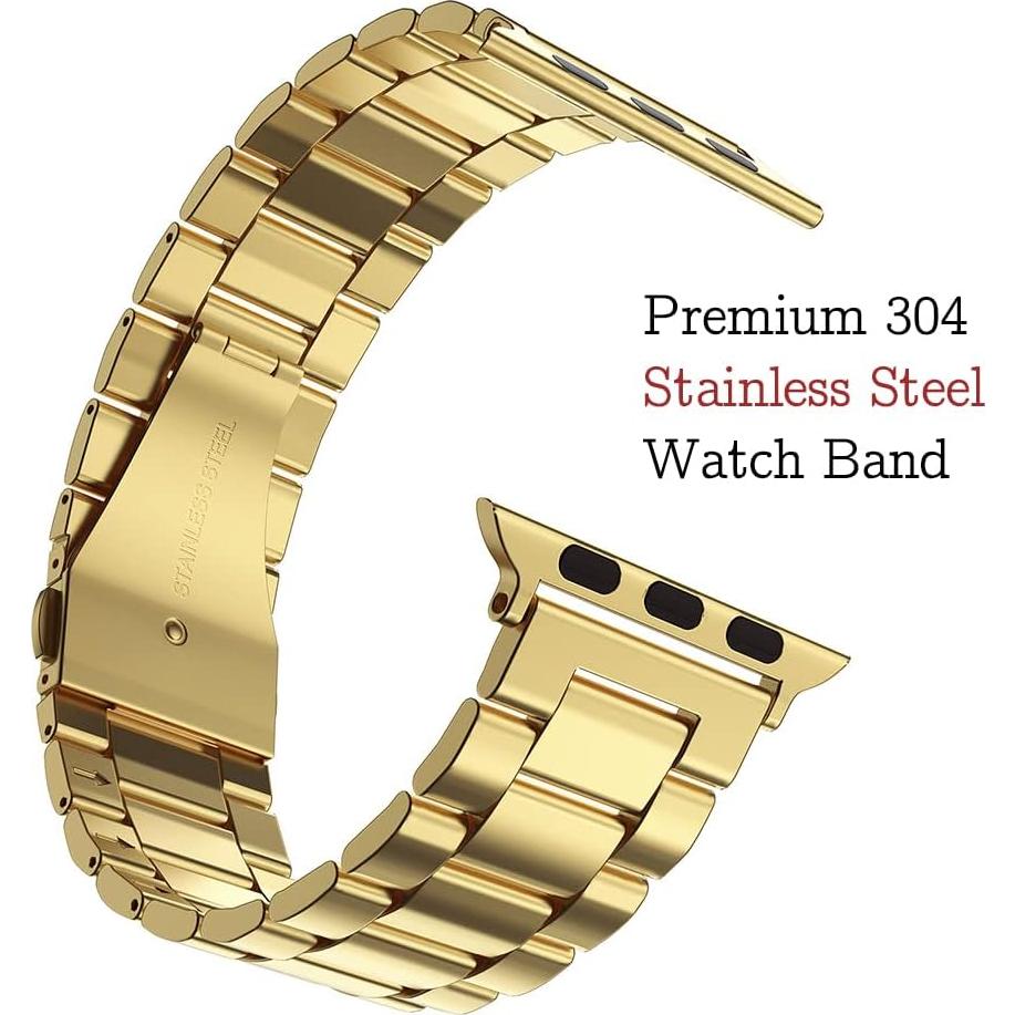 Banda de Metal Oro para Apple Watch 45/44/42mm con TPU