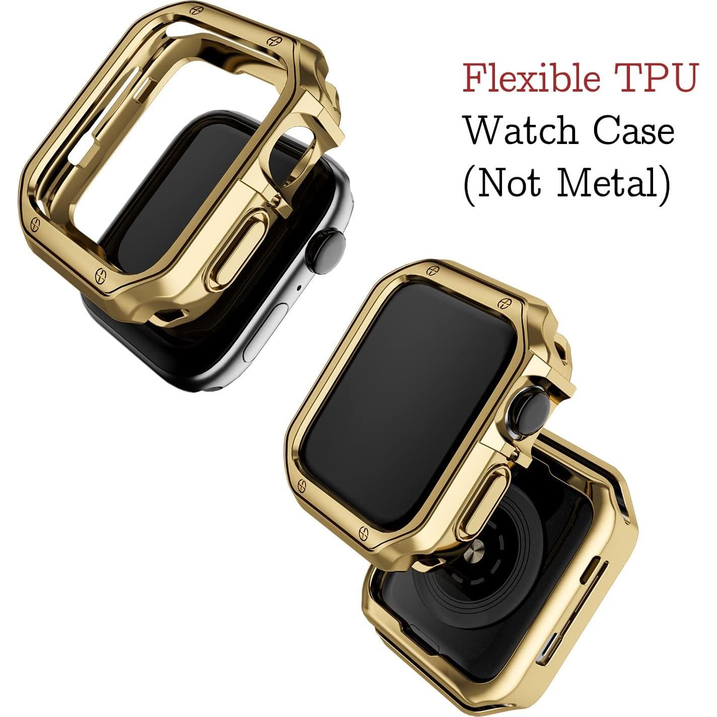 Banda de Metal Oro para Apple Watch 45/44/42mm con TPU