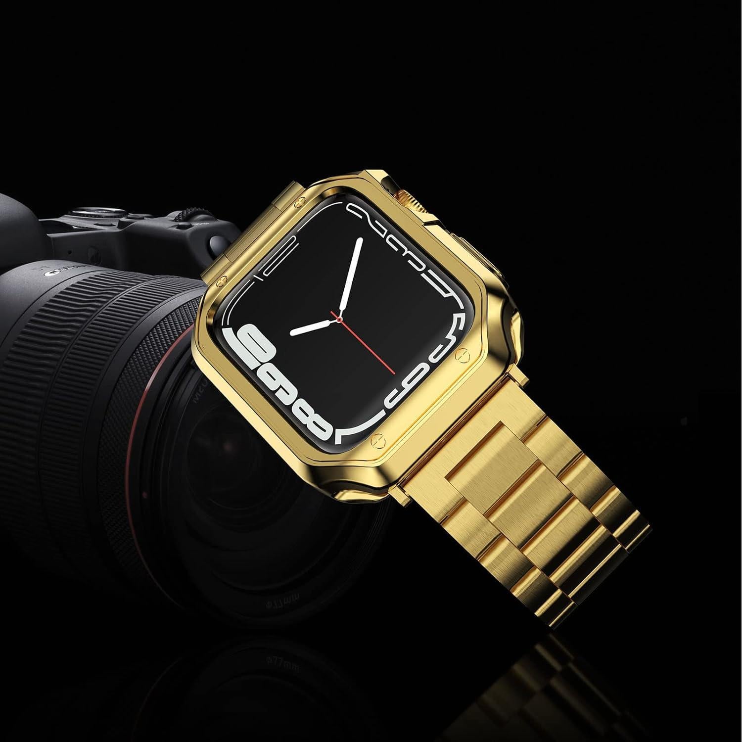 Banda de Metal Oro para Apple Watch 45/44/42mm con TPU