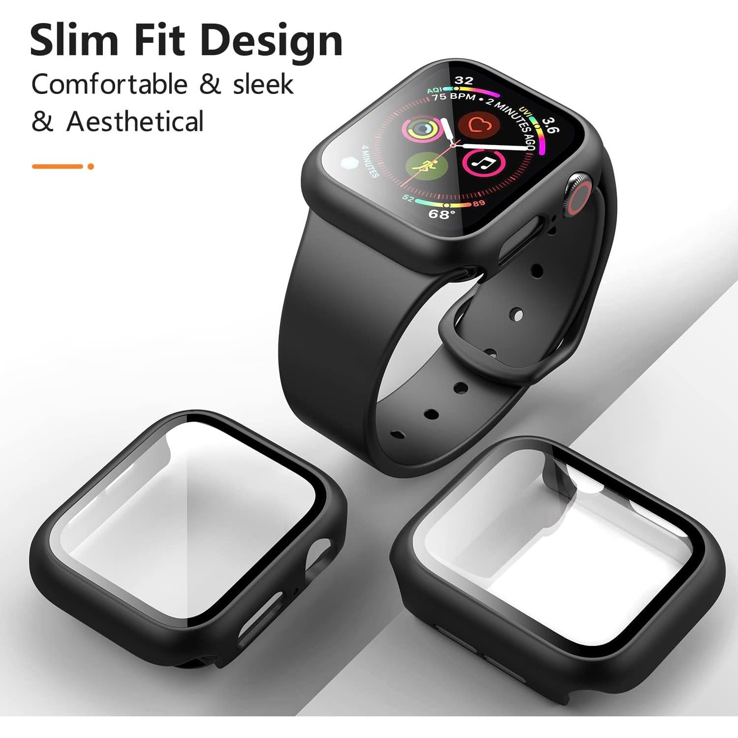 Paquete de 3 Fundas para Apple Watch SE 40mm Mugust con Vidrio Templado