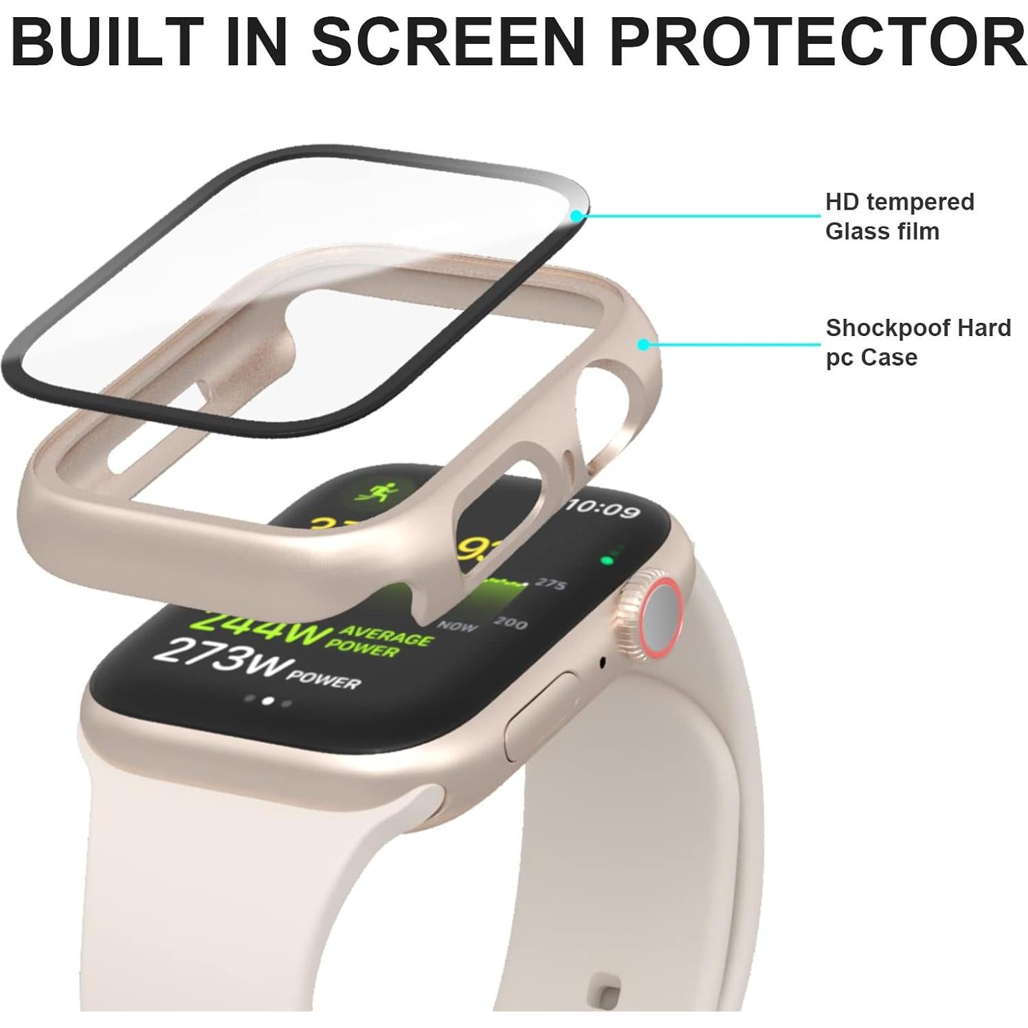 Funda Protectora Cuteey para Apple Watch 40mm con Vidrio Templado