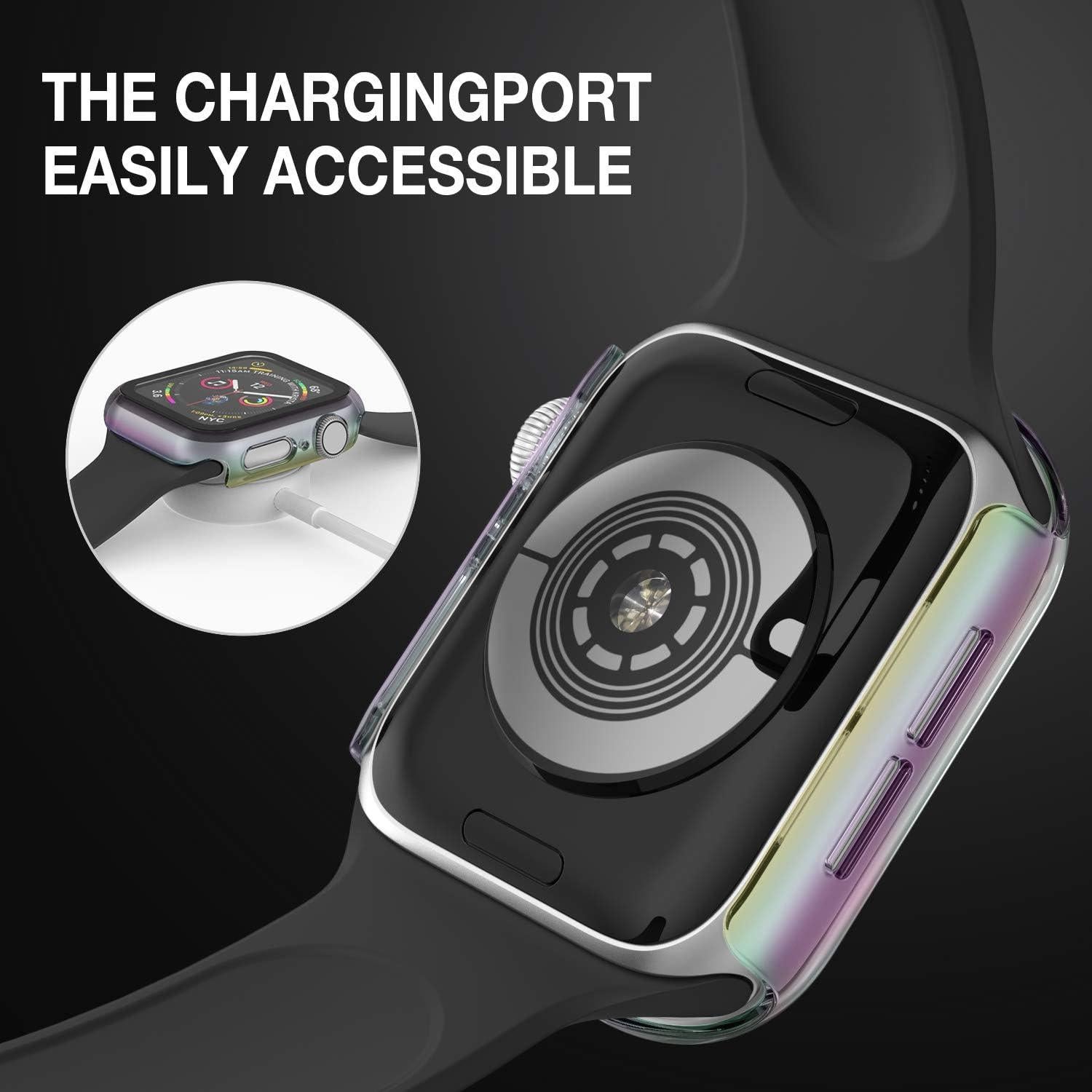 Case Compatible with Apple Watch 40MM Series 6/5/4/SE with Built-in Tempered Glass Screen Protector, All-Around Ultra-Thin Bumper Full Cover Hard PC Protective Case for iWatch