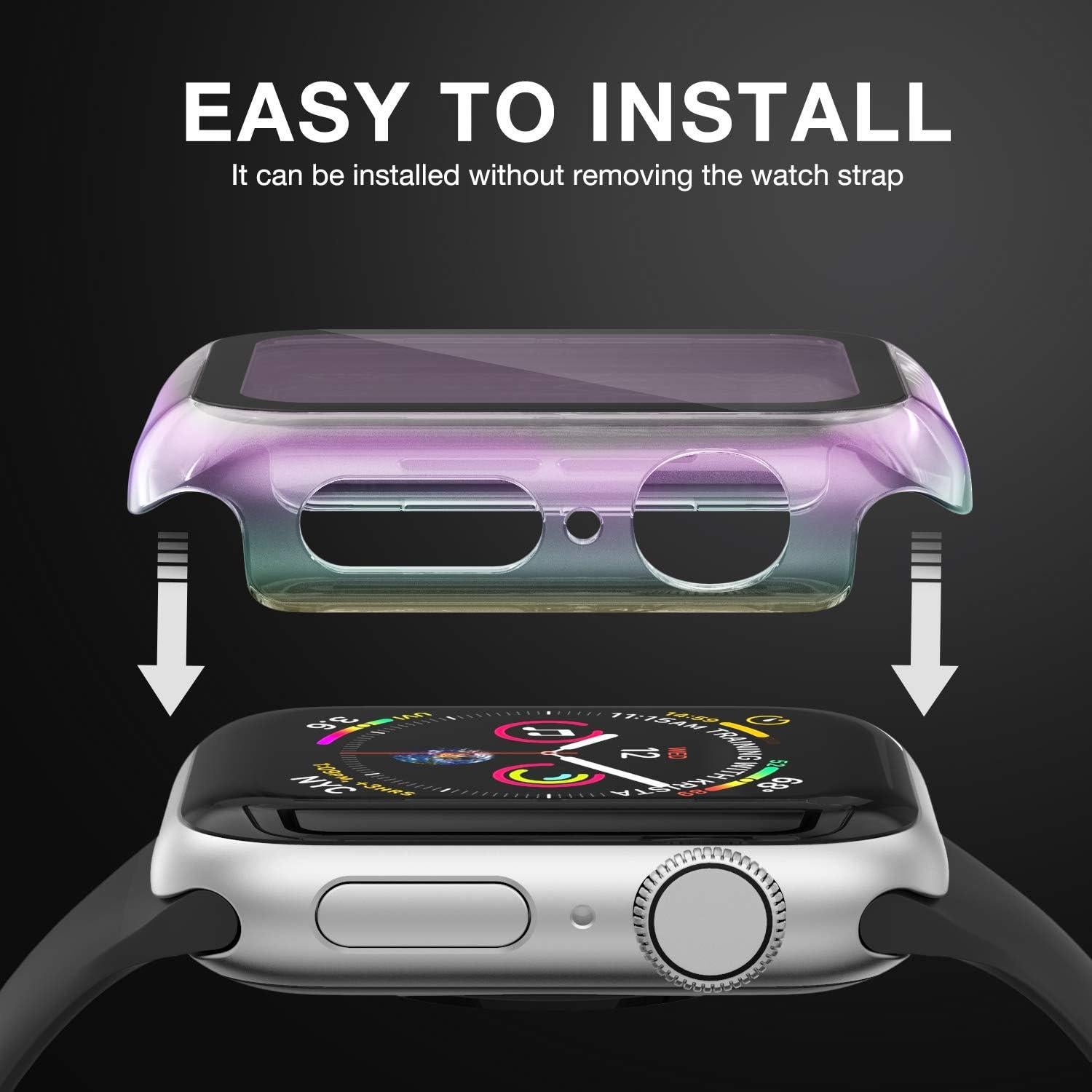 Case Compatible with Apple Watch 40MM Series 6/5/4/SE with Built-in Tempered Glass Screen Protector, All-Around Ultra-Thin Bumper Full Cover Hard PC Protective Case for iWatch