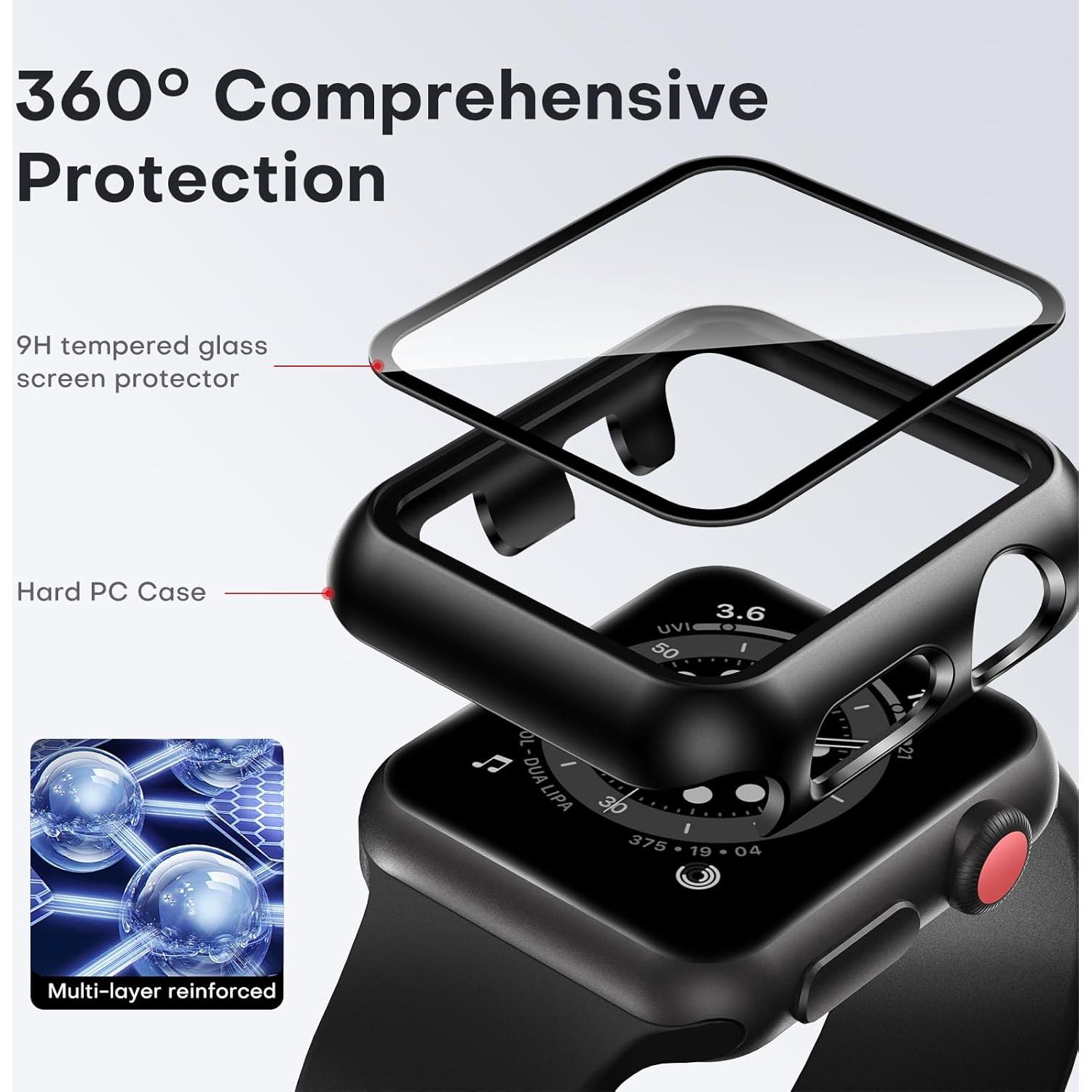 Funda Dura TAURI para Apple Watch Series 3/2/1 38mm - Negro