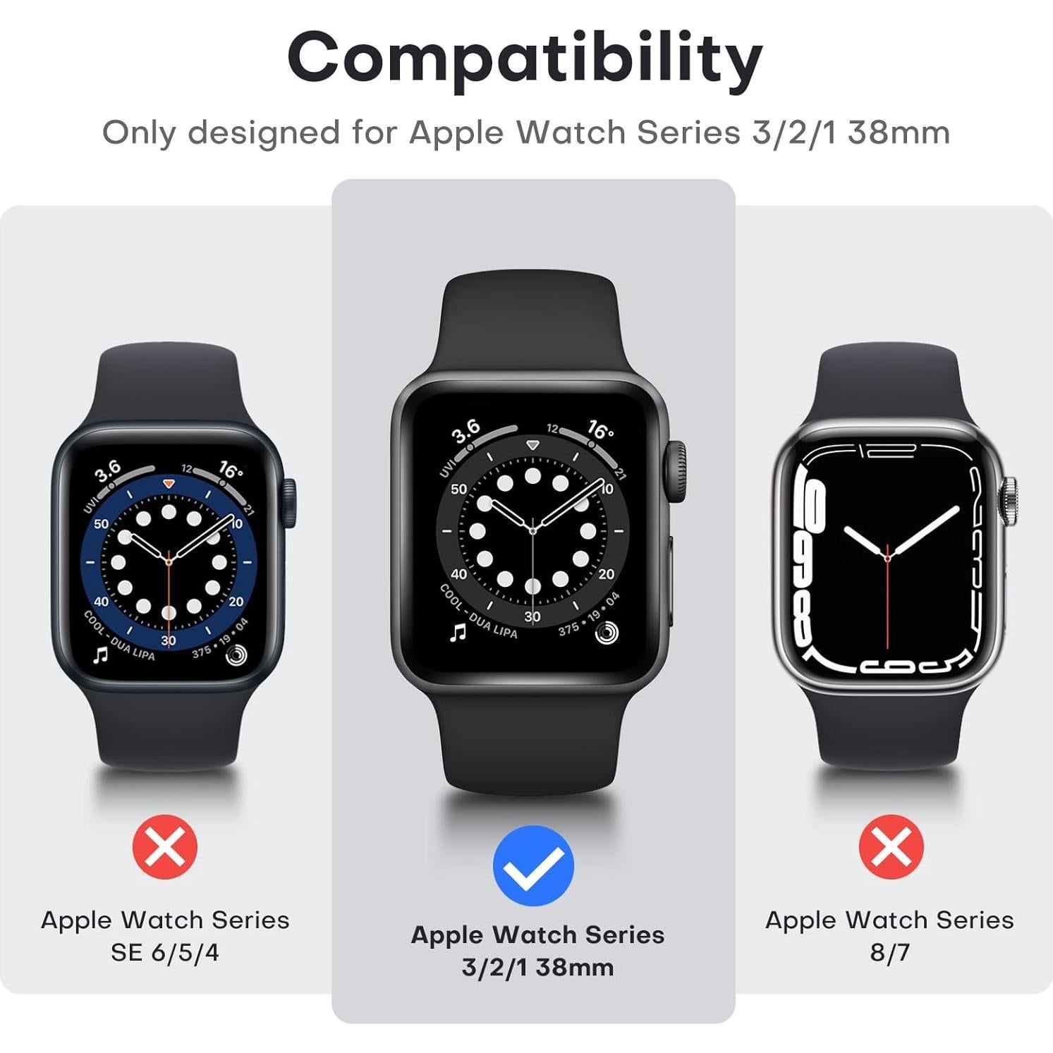 Funda Dura TAURI para Apple Watch Series 3/2/1 38mm - Negro