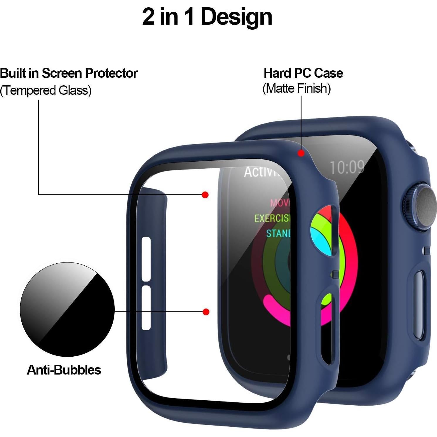 Funda Dura BHARVEST para Apple Watch 42mm con Protector Vidrio