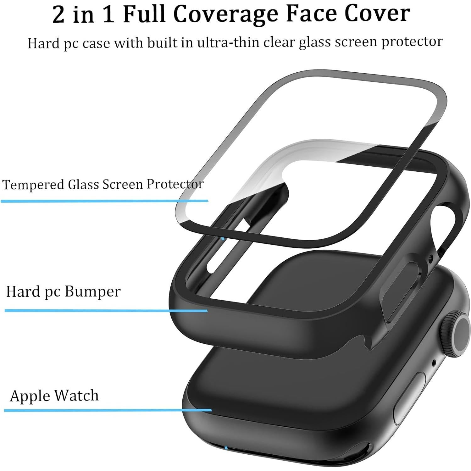 Funda Protectora Completa HAANILKYI para Apple Watch 44mm
