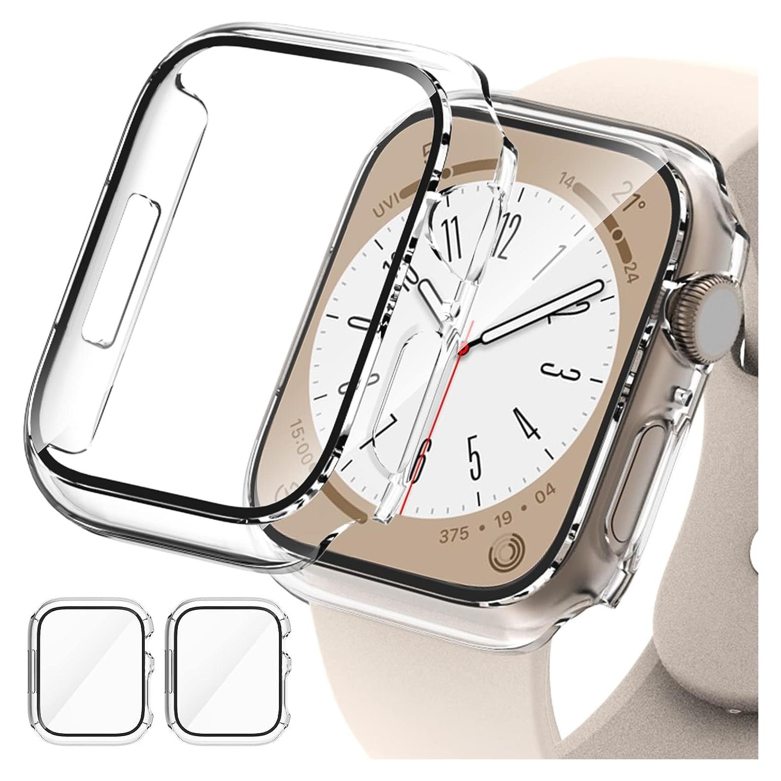 2 Pack Case for Apple Watch 40mm SE Series 6/5/4/SE 2nd Gen with Tempered Glass Screen Protector, EWUONU Full Protective Cover Hard PC Bumper Face Cover for iWatch 40mm, Clear