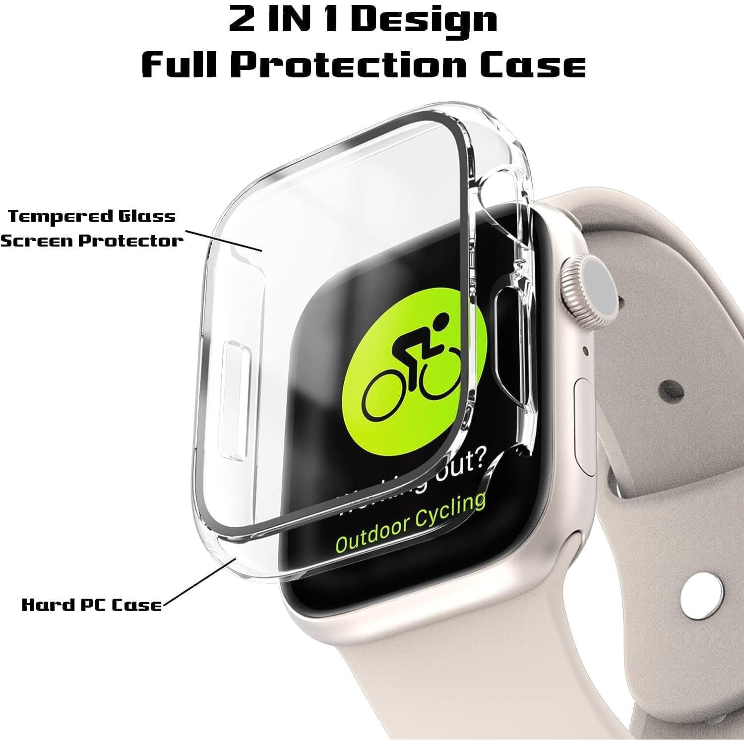 2 Pack Case for Apple Watch 40mm SE Series 6/5/4/SE 2nd Gen with Tempered Glass Screen Protector, EWUONU Full Protective Cover Hard PC Bumper Face Cover for iWatch 40mm, Clear