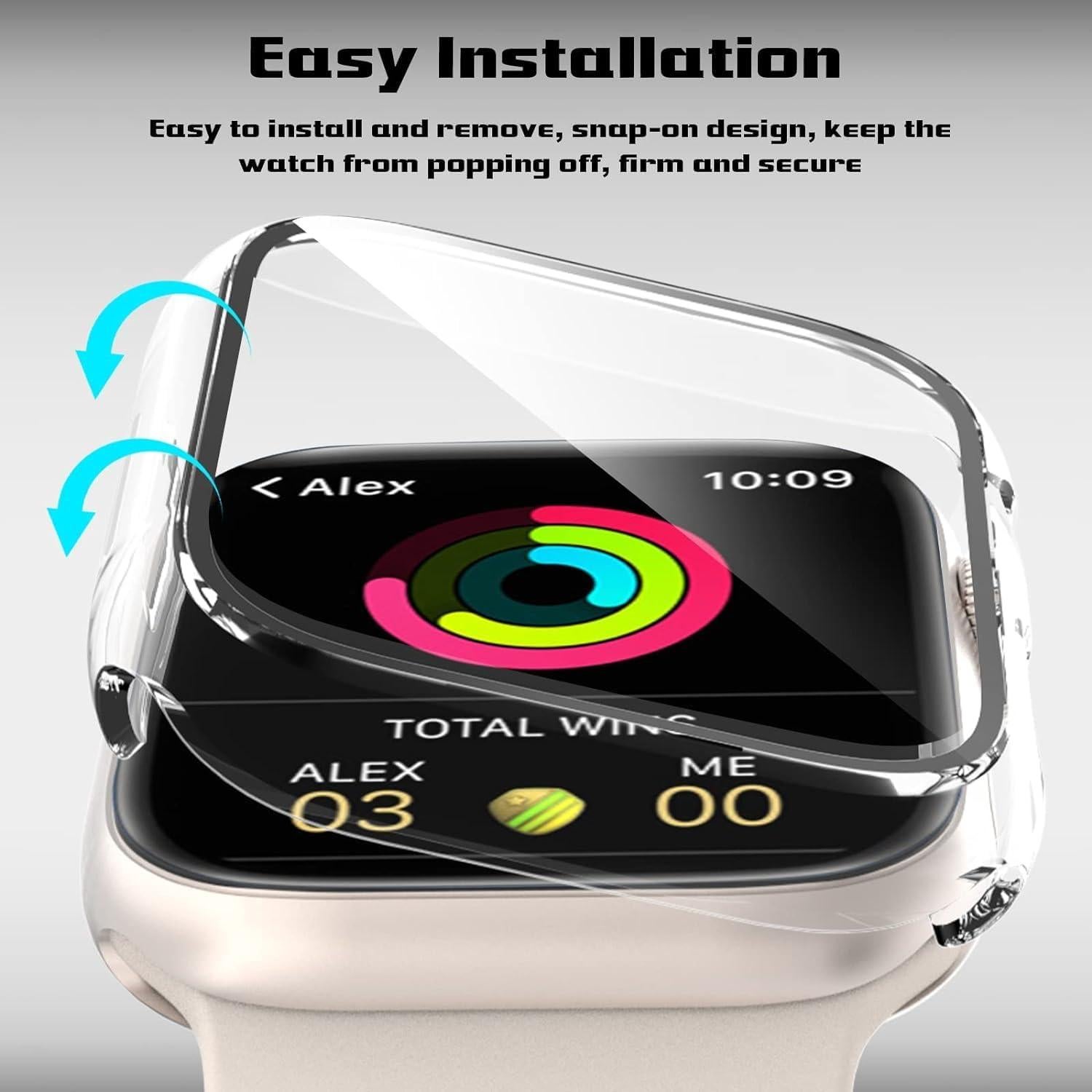 2 Pack Case for Apple Watch 40mm SE Series 6/5/4/SE 2nd Gen with Tempered Glass Screen Protector, EWUONU Full Protective Cover Hard PC Bumper Face Cover for iWatch 40mm, Clear