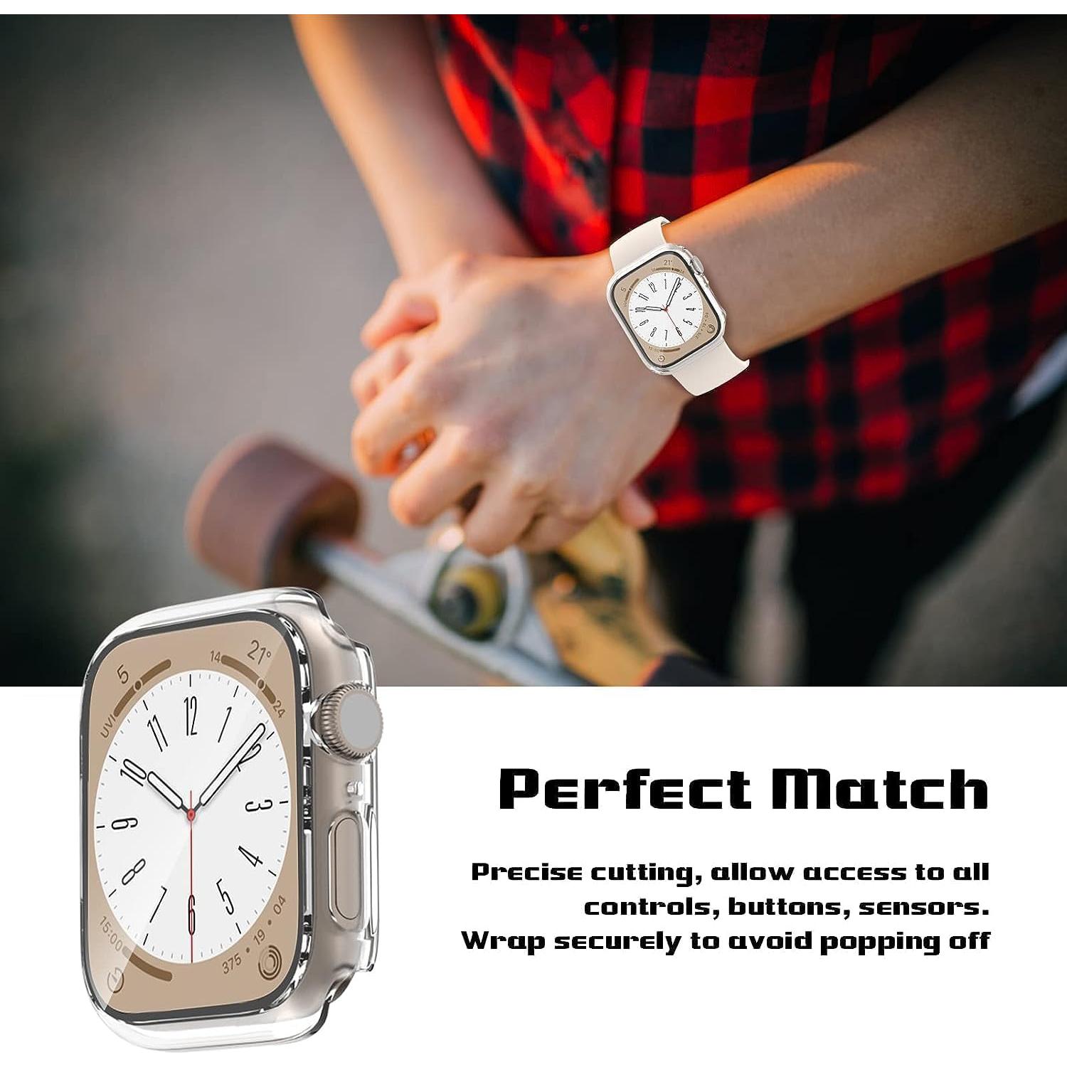 2 Pack Case for Apple Watch 40mm SE Series 6/5/4/SE 2nd Gen with Tempered Glass Screen Protector, EWUONU Full Protective Cover Hard PC Bumper Face Cover for iWatch 40mm, Clear