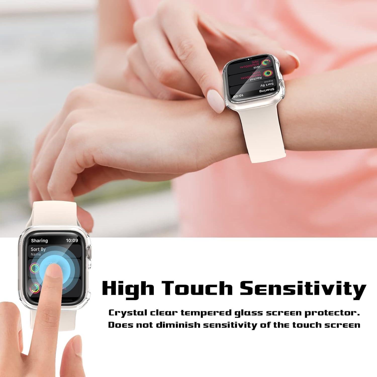 2 Pack Case for Apple Watch 40mm SE Series 6/5/4/SE 2nd Gen with Tempered Glass Screen Protector, EWUONU Full Protective Cover Hard PC Bumper Face Cover for iWatch 40mm, Clear