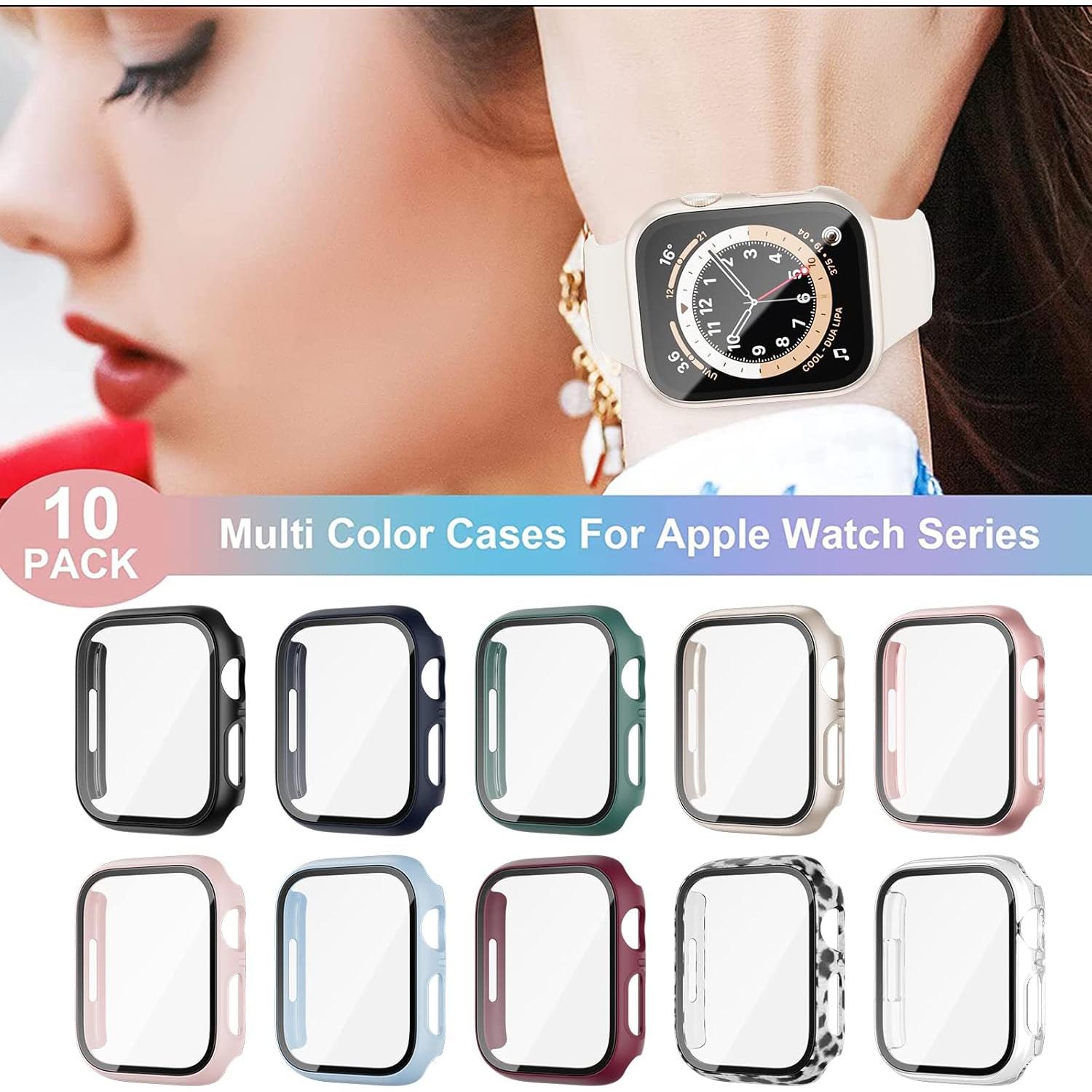 Paquete de 10 fundas BHARVEST para Apple Watch 42mm con vidrio templado