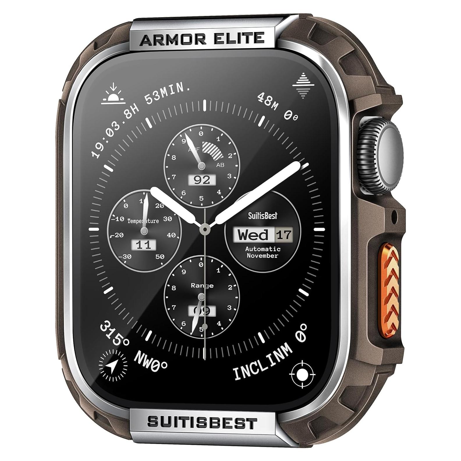 Funda Metálica Rugged Suitisbest para Apple Watch 44mm con Protector 9H