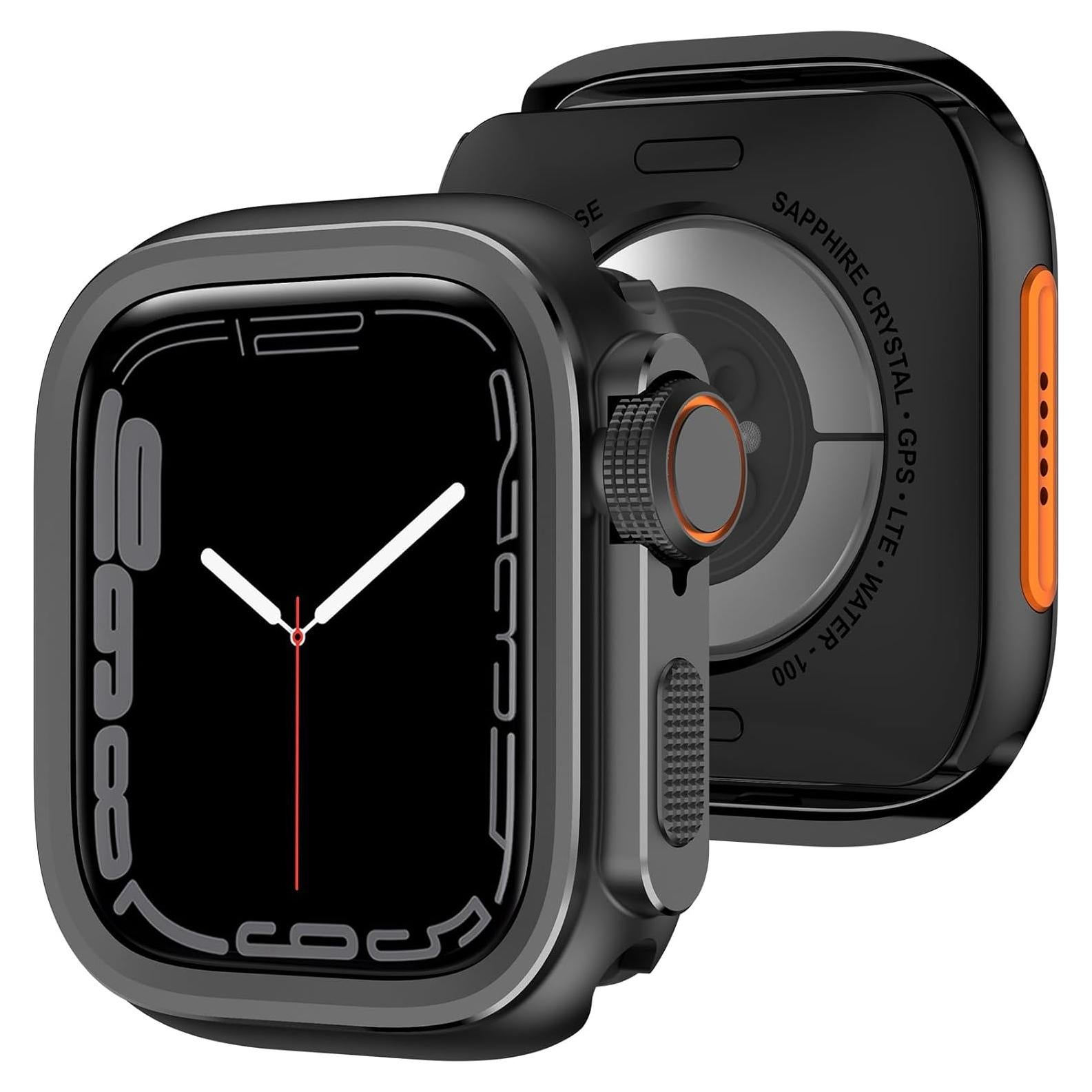 Funda de Metal Amizee para Apple Watch 45mm Negra - Resistente