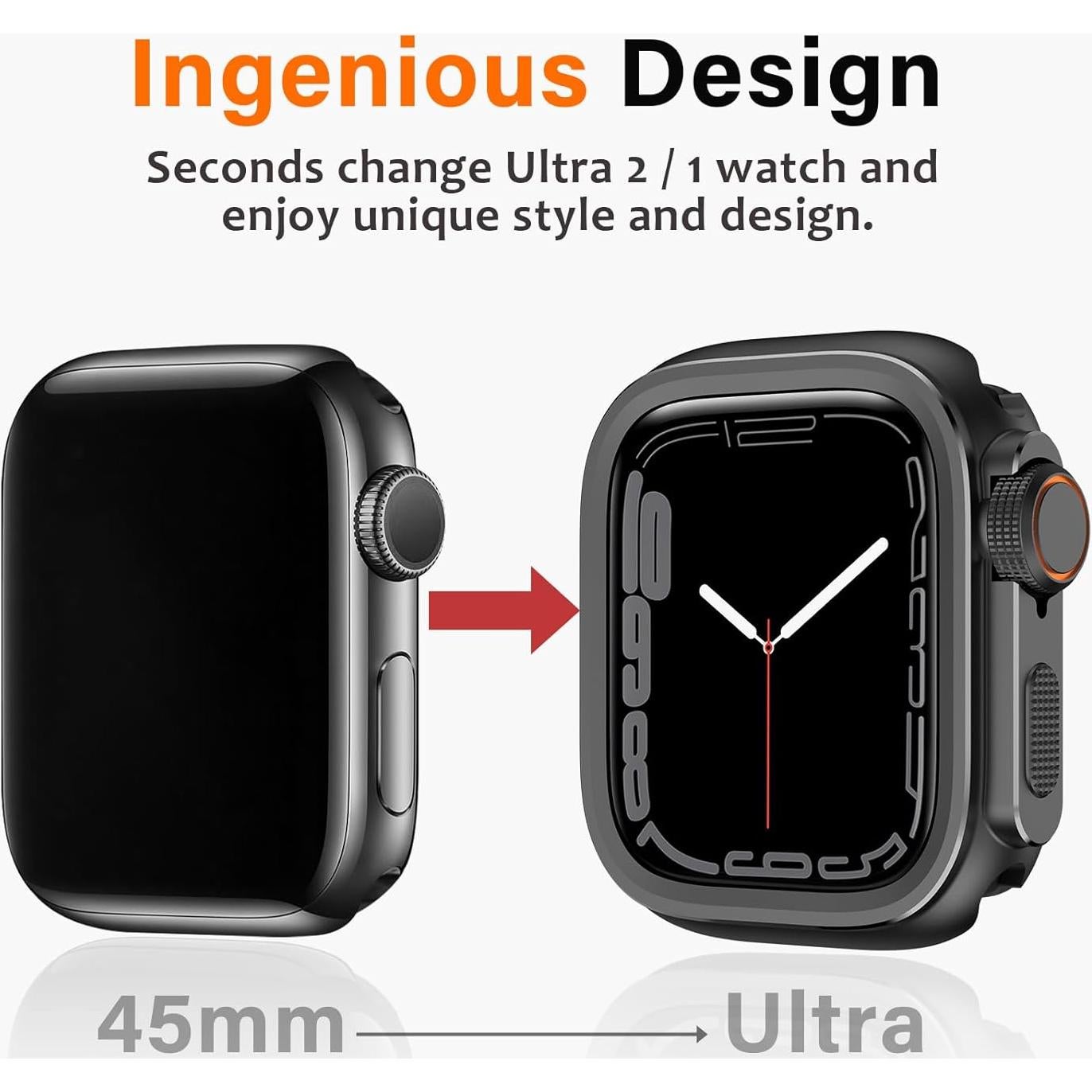 Funda de Metal Amizee para Apple Watch 45mm Negra - Resistente