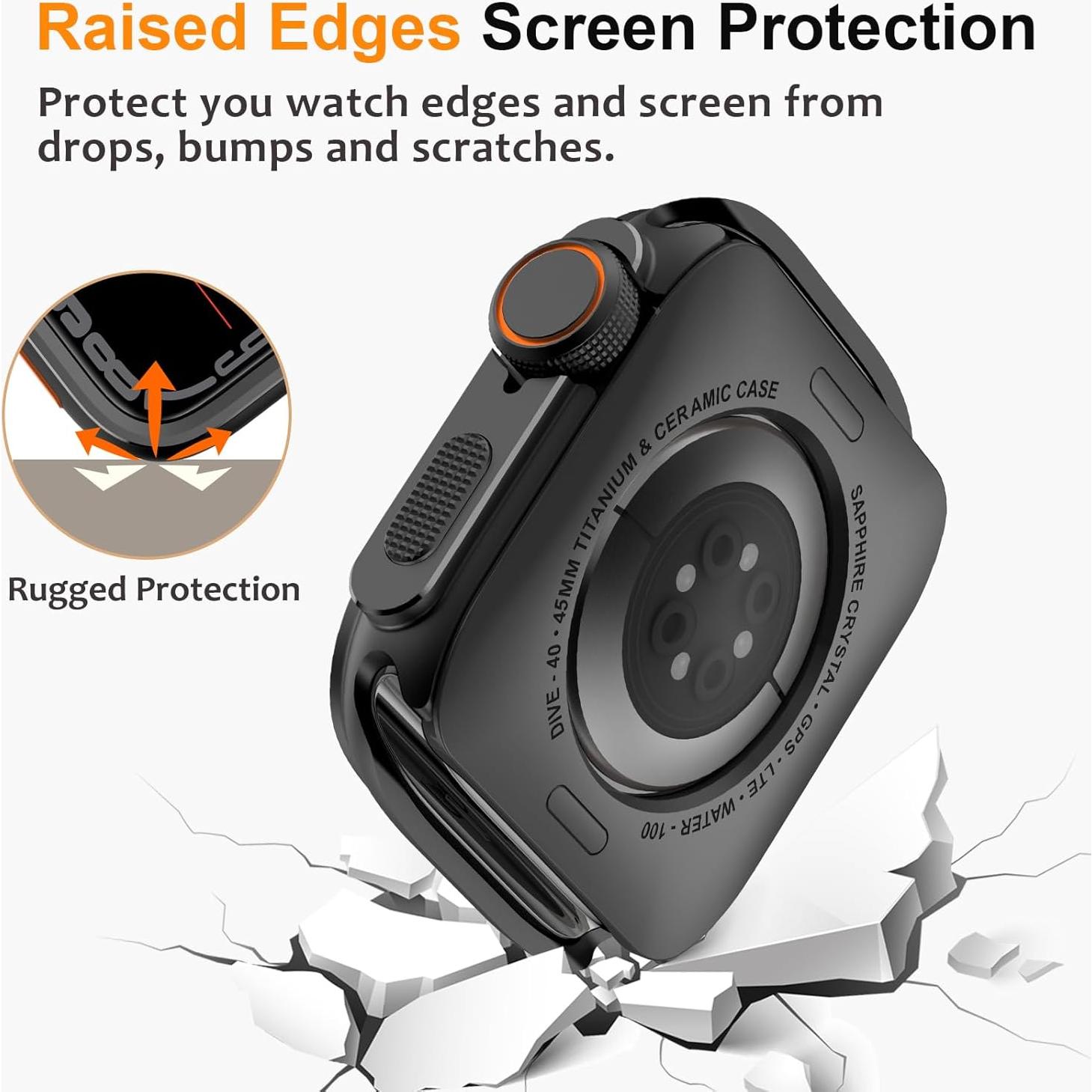 Funda de Metal Amizee para Apple Watch 45mm Negra - Resistente