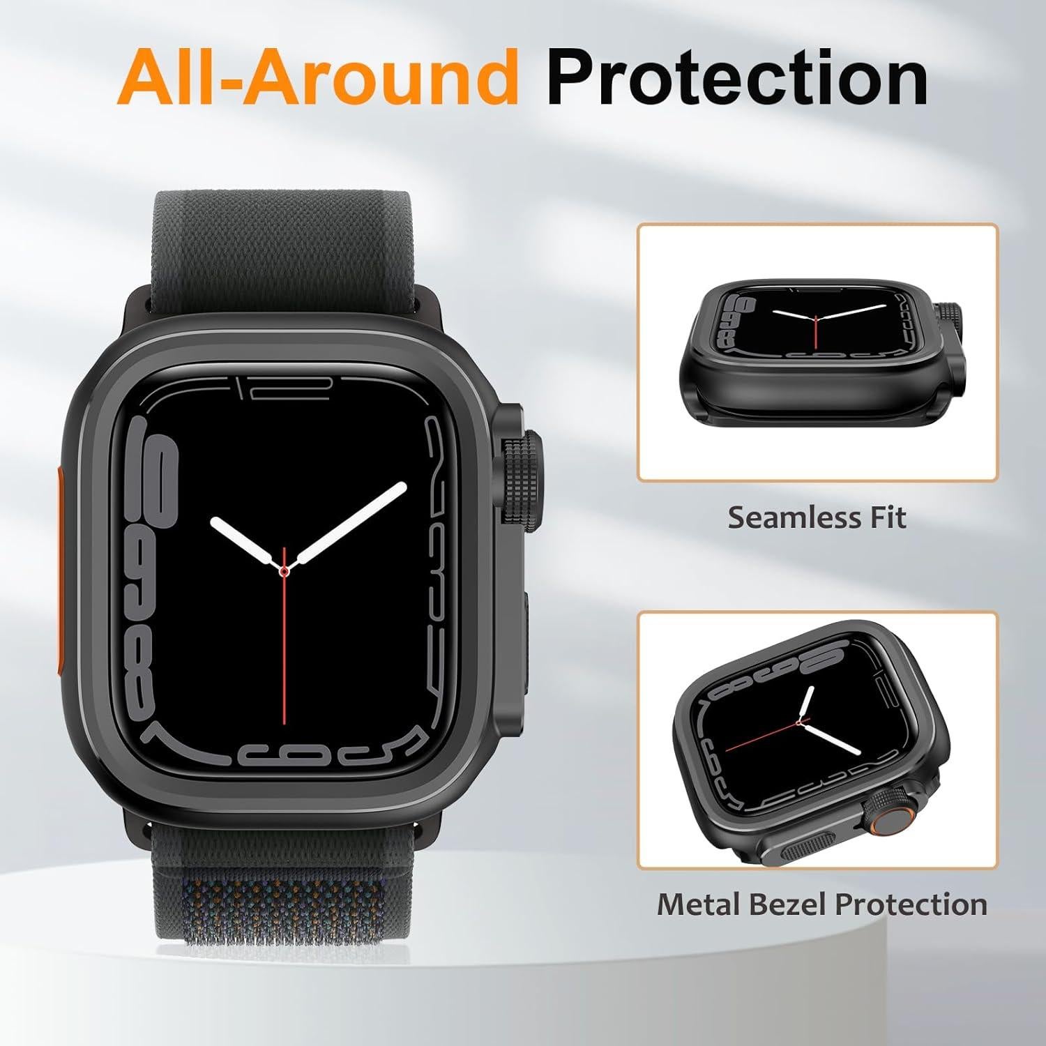 Funda de Metal Amizee para Apple Watch 45mm Negra - Resistente