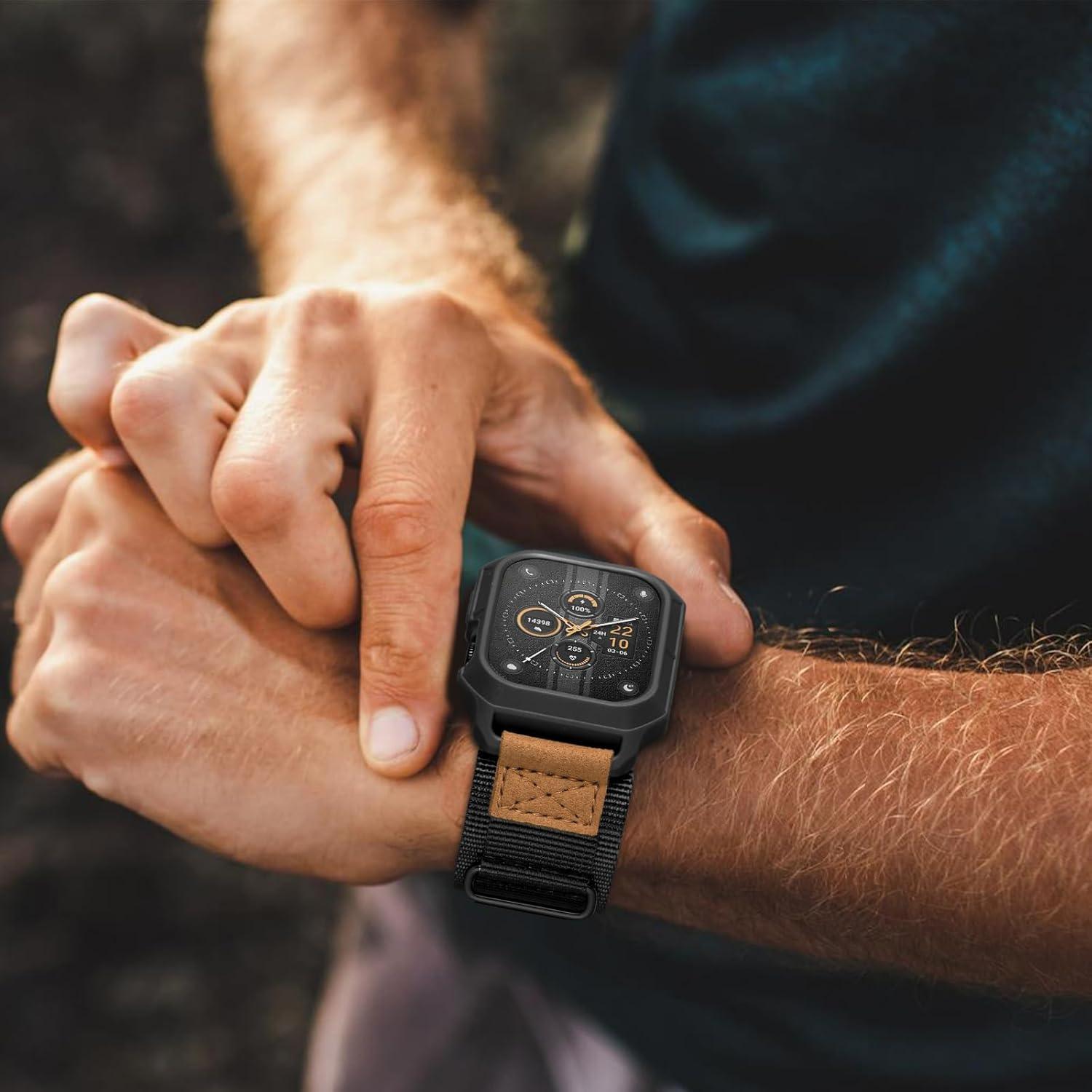 Correa Deportiva de Nylon SUNFWR para Apple Watch 44mm 45mm Negro