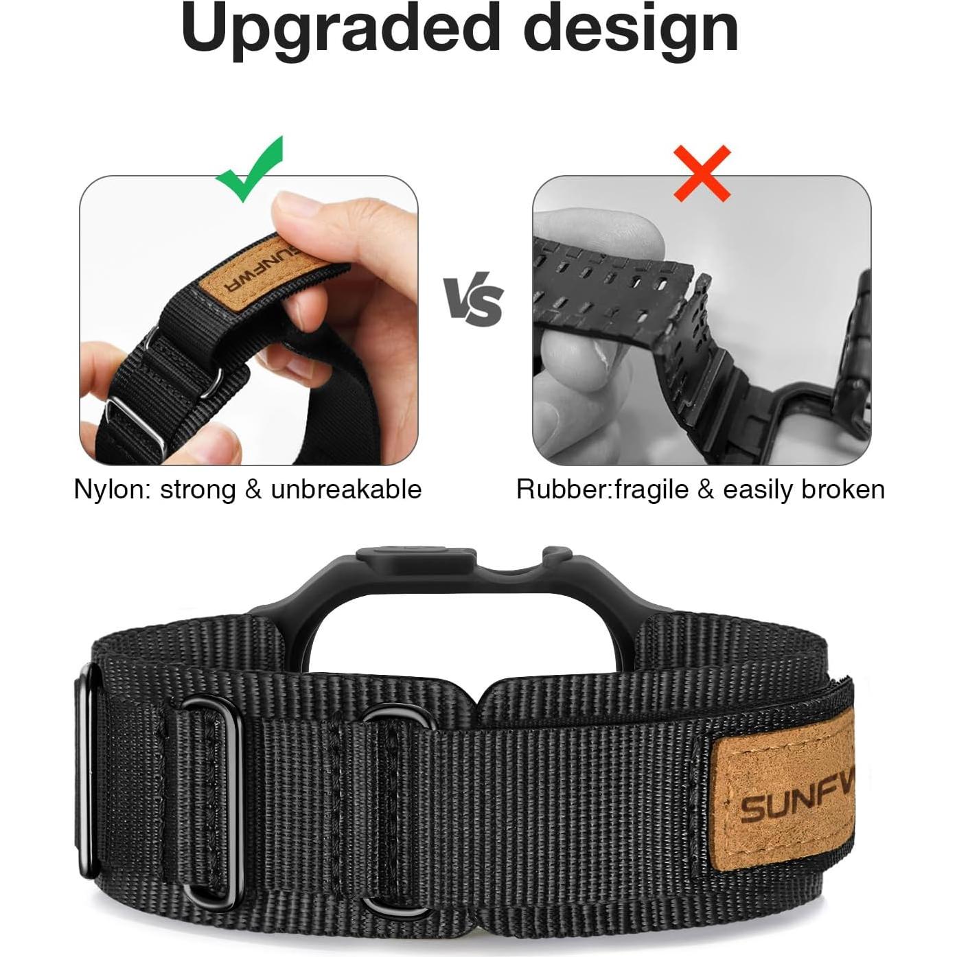 Correa Deportiva de Nylon SUNFWR para Apple Watch 44mm 45mm Negro