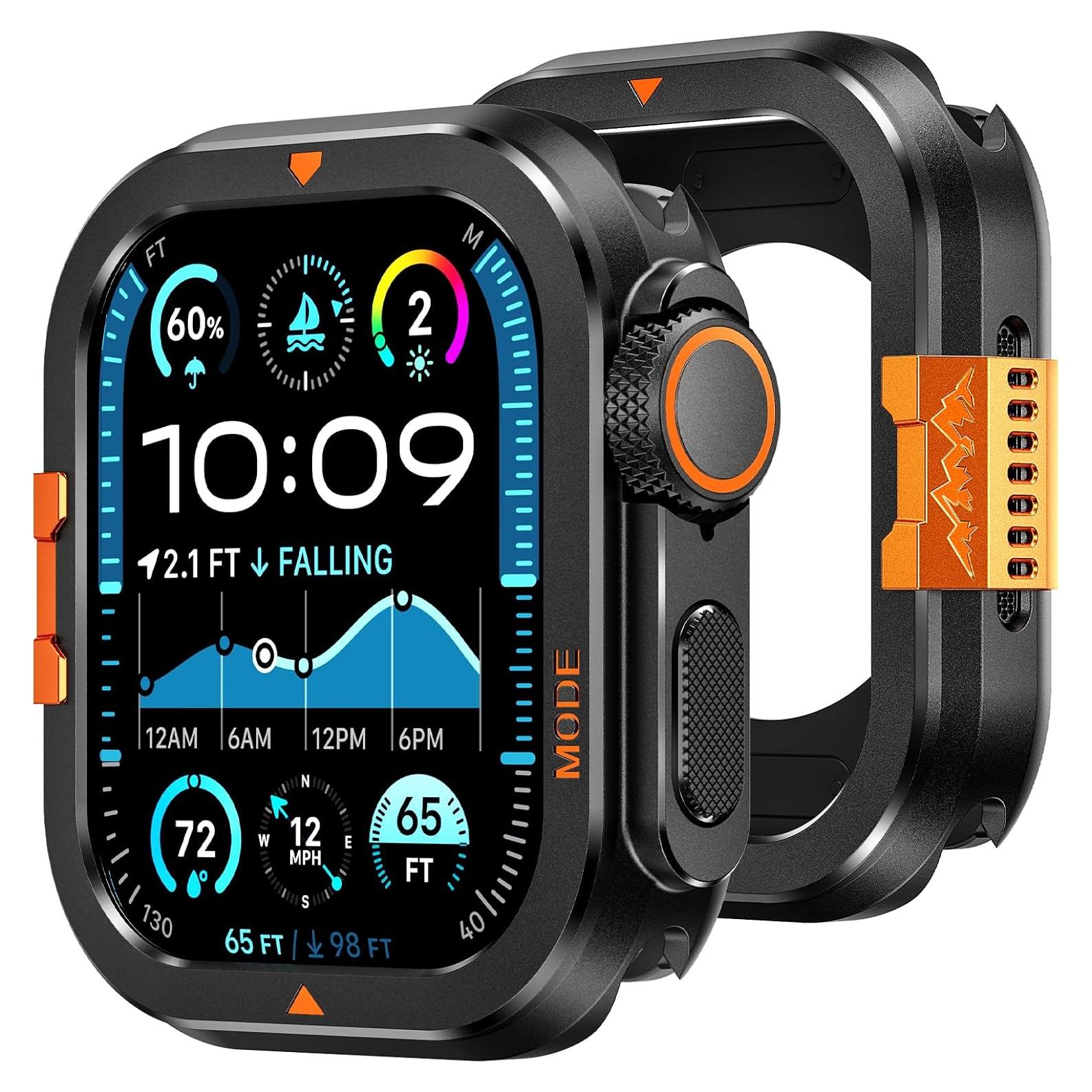 Funda Bumper Goton para Apple Watch 46mm Titanio Negro Resistente