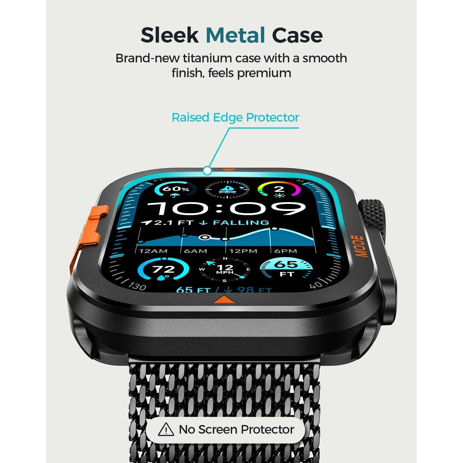 Funda Bumper Goton para Apple Watch 46mm Titanio Negro Resistente