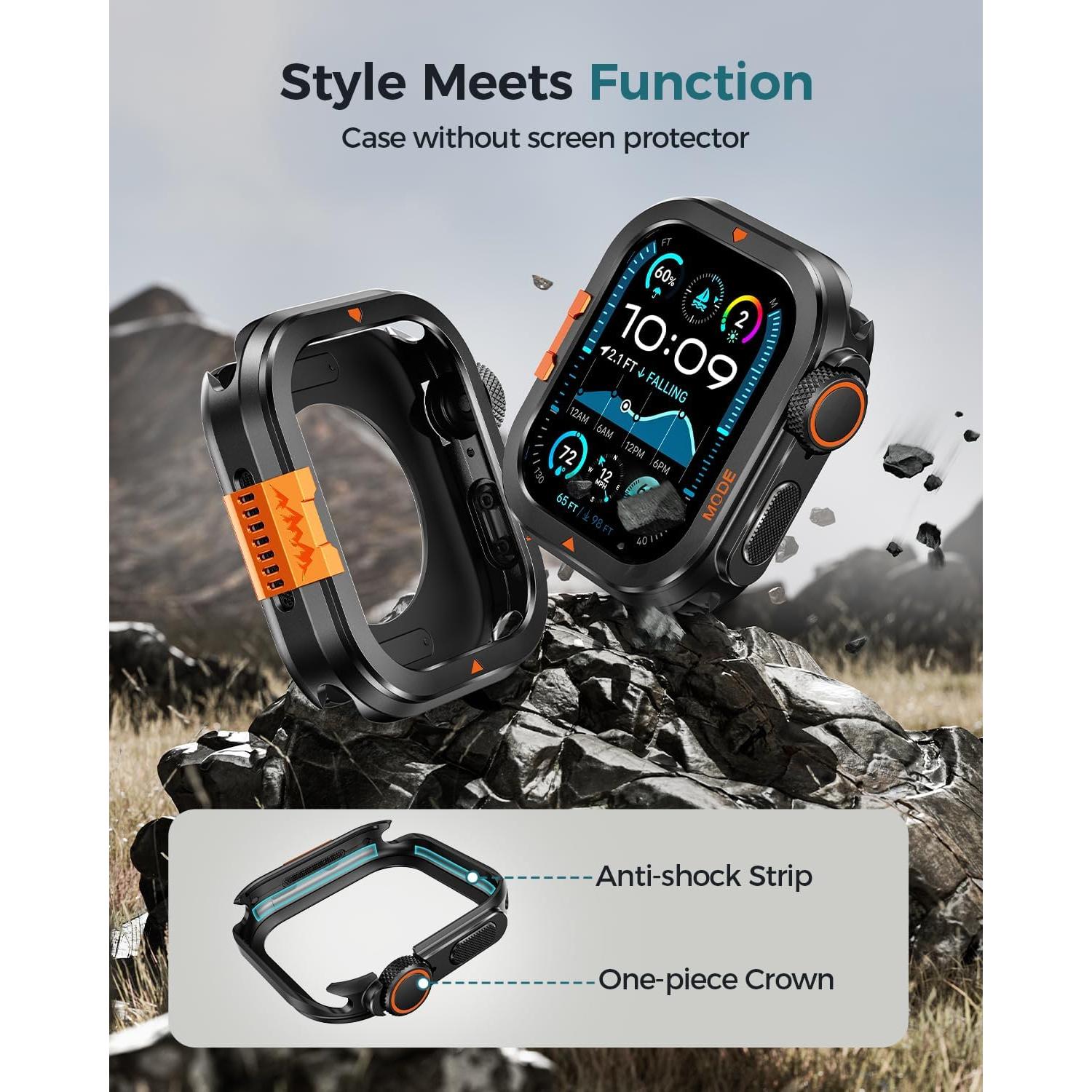 Funda Bumper Goton para Apple Watch 46mm Titanio Negro Resistente