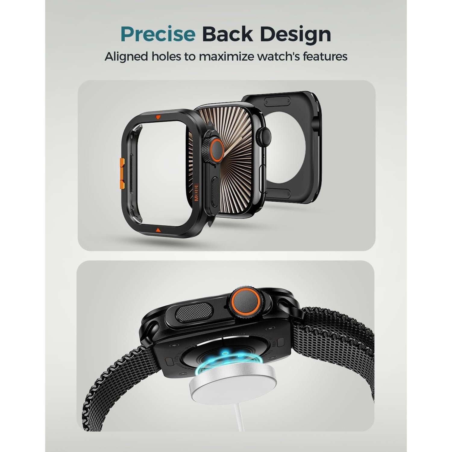 Funda Bumper Goton para Apple Watch 46mm Titanio Negro Resistente