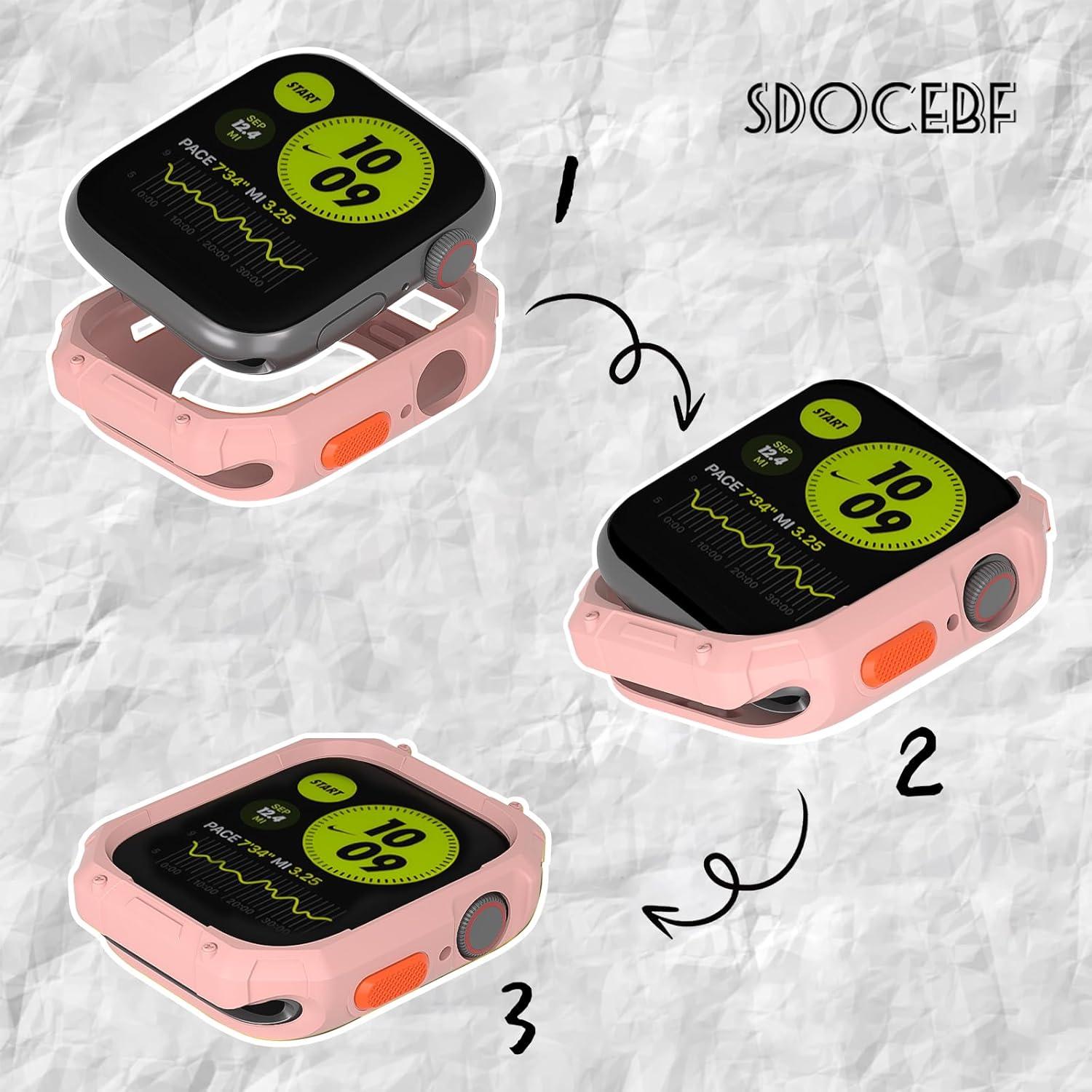 Funda TPU Rosa para Apple Watch 44/45mm SDOCEBF a Prueba de Golpes