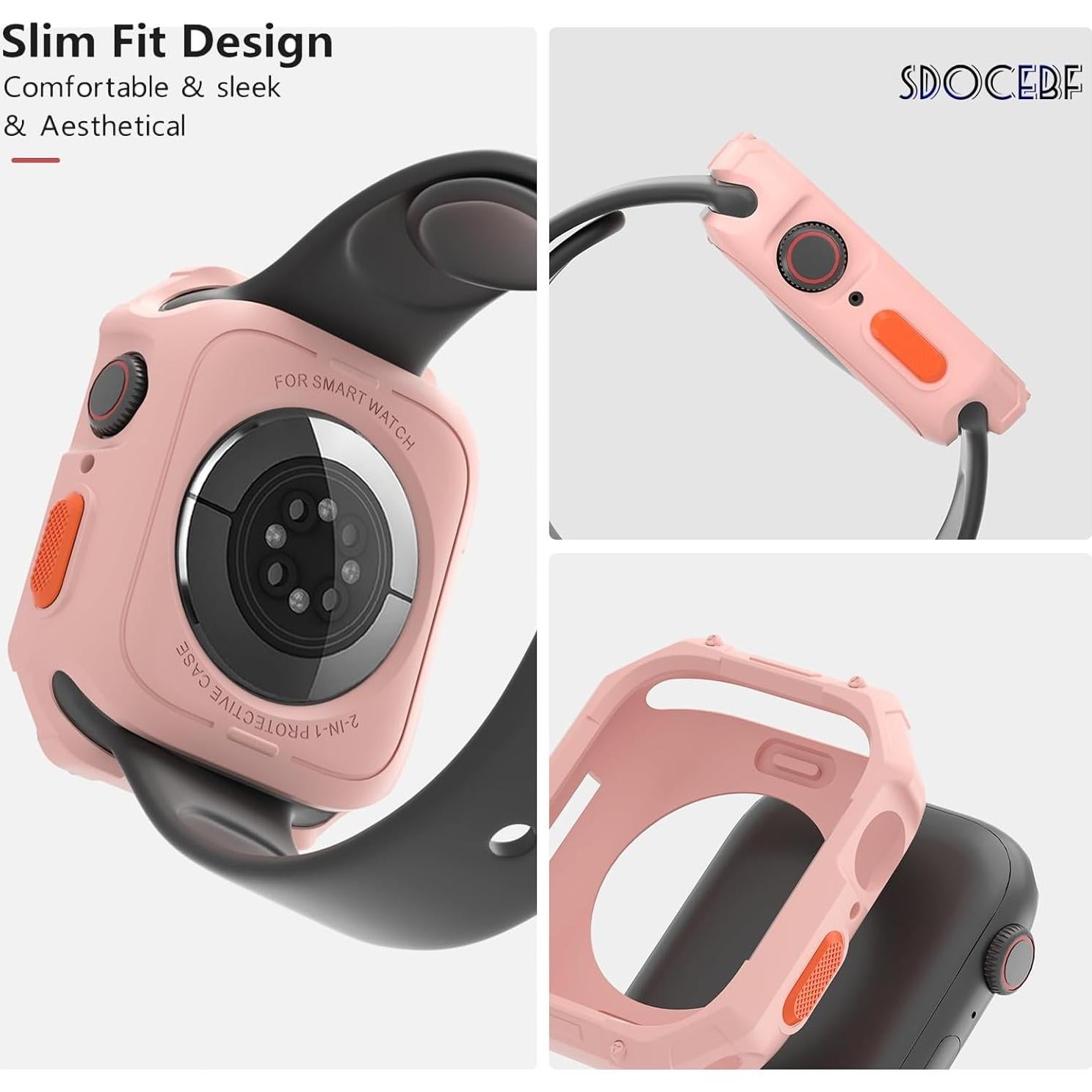 Funda TPU Rosa para Apple Watch 44/45mm SDOCEBF a Prueba de Golpes