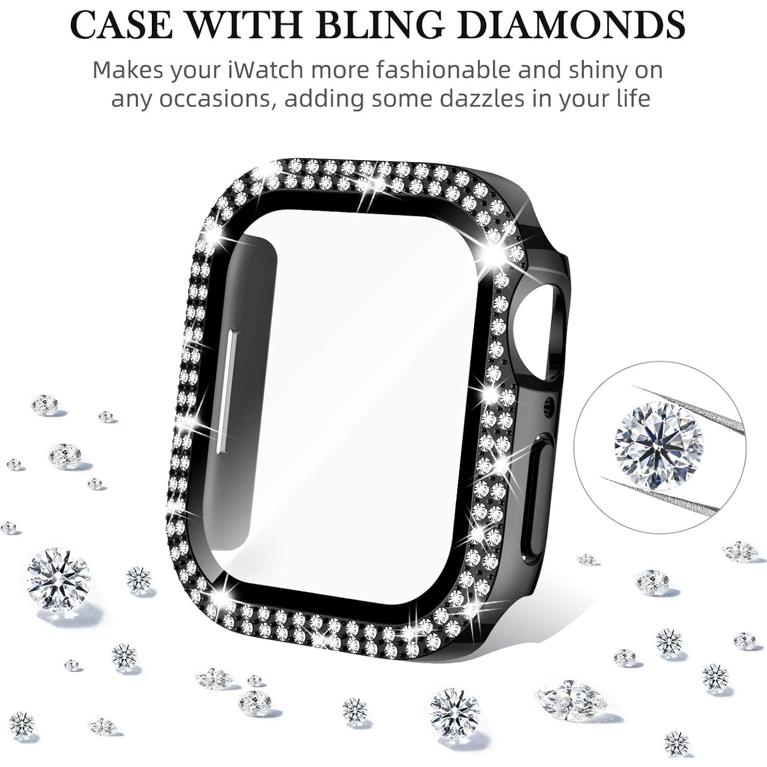 Funda Adepoy para Apple Watch 44mm con Diamantes y Protector